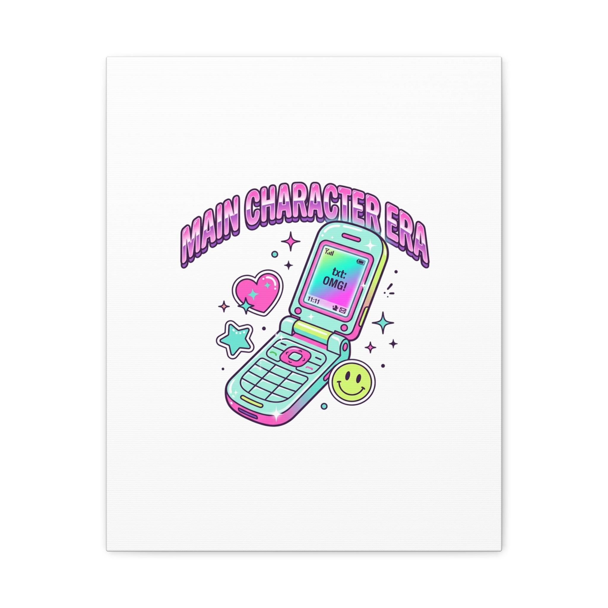 Main Character Era Canvas | Y2K Aesthetic, Retro Flip Phone Wall Art