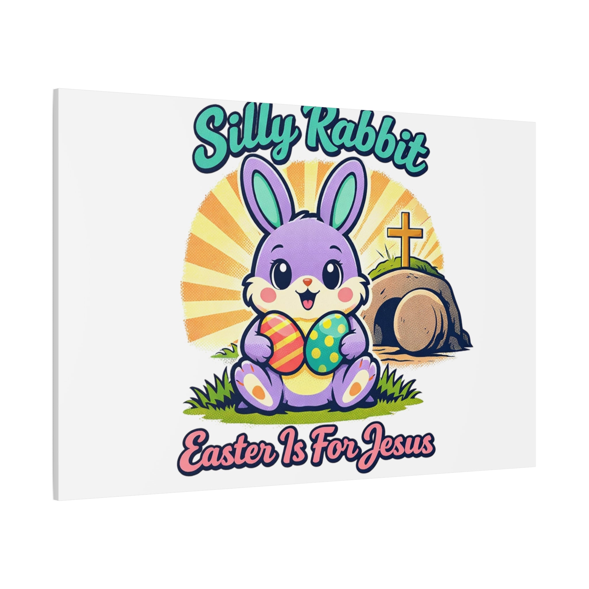 Easter Is For Jesus Bunny Canvas | Easter Christian, Faith-Based Pastel Retro