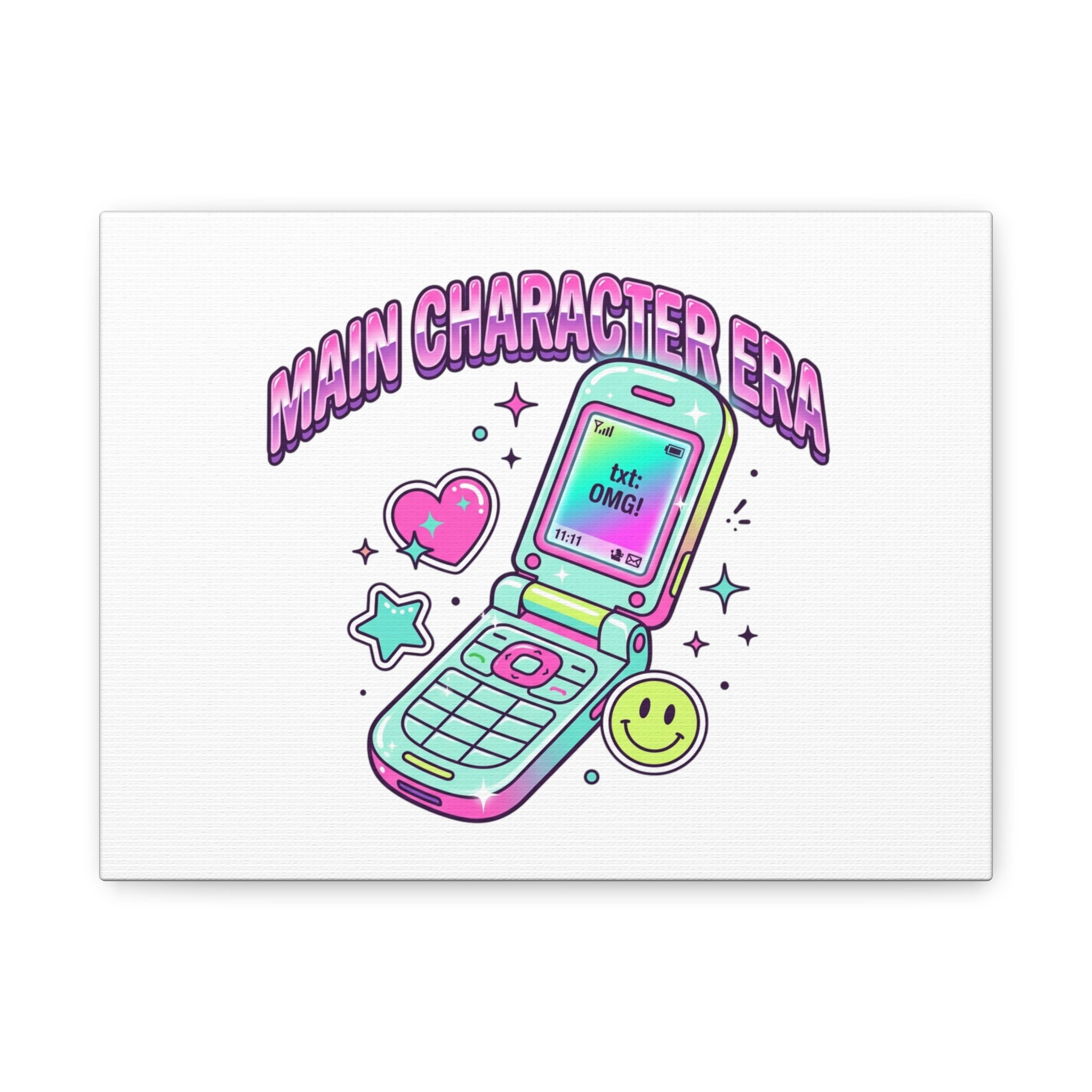 Main Character Era Canvas | Y2K Aesthetic, Retro Flip Phone Wall Art