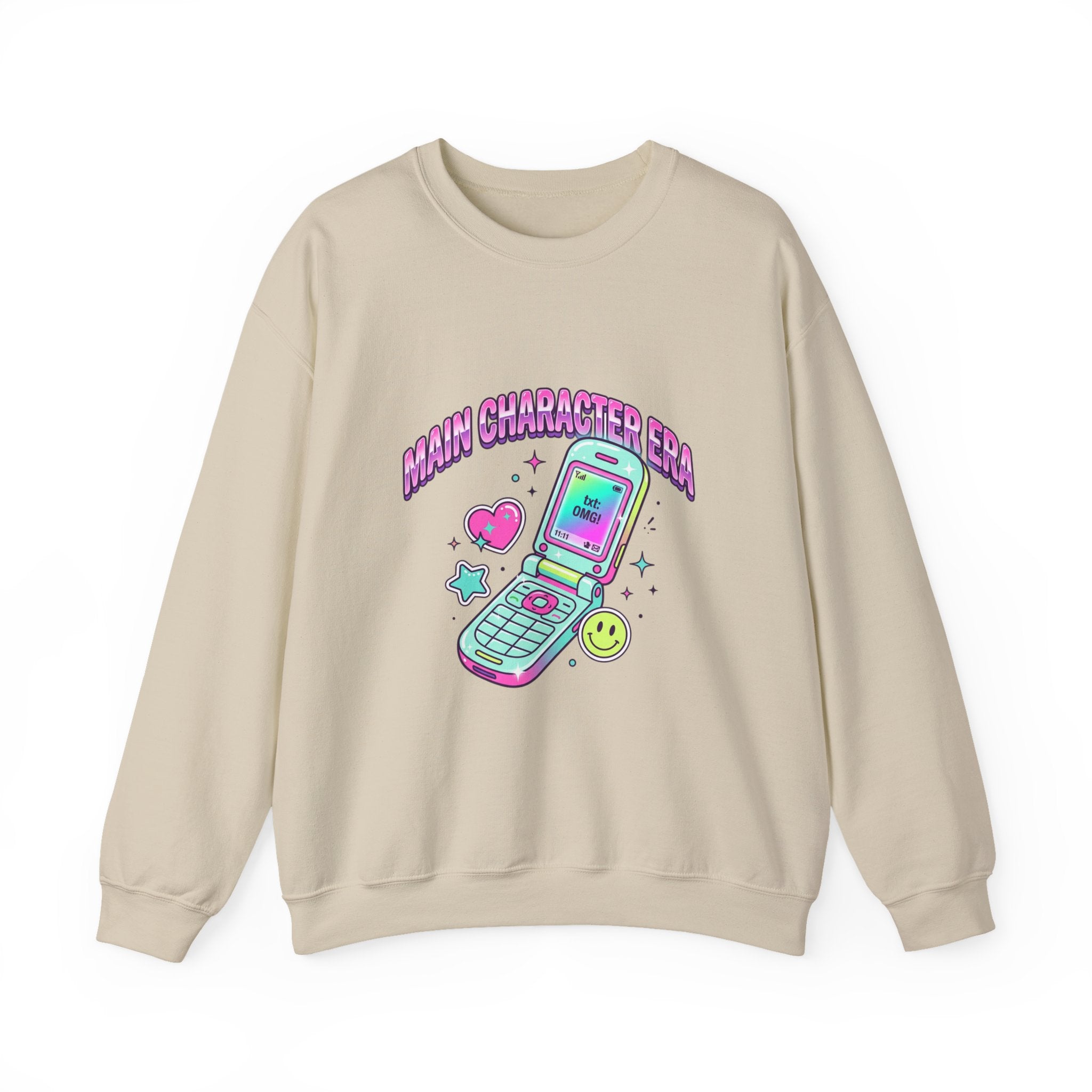 Flirty Y2K Flip Phone Graphic Sweatshirt | 2000s Aesthetic, Retro Internet