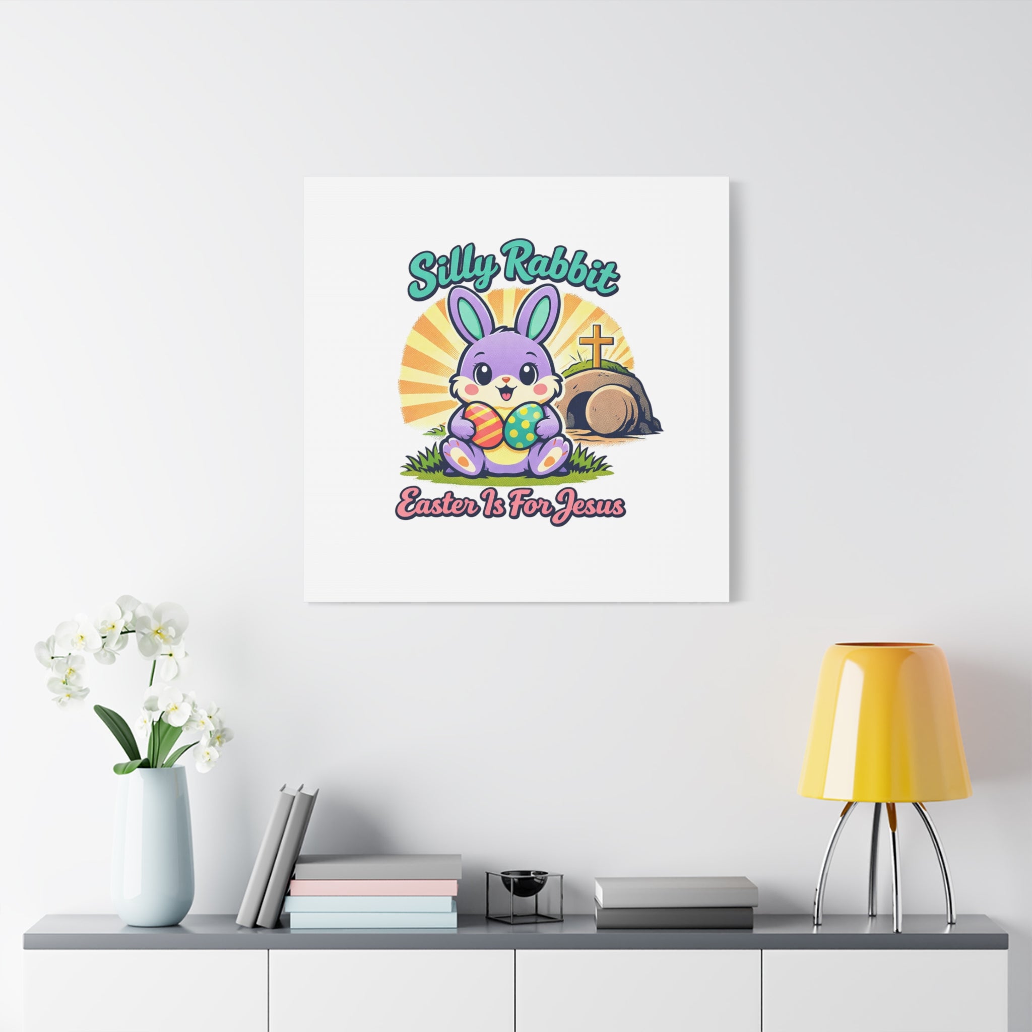 Easter Is For Jesus Bunny Canvas | Easter Christian, Faith-Based Pastel Retro