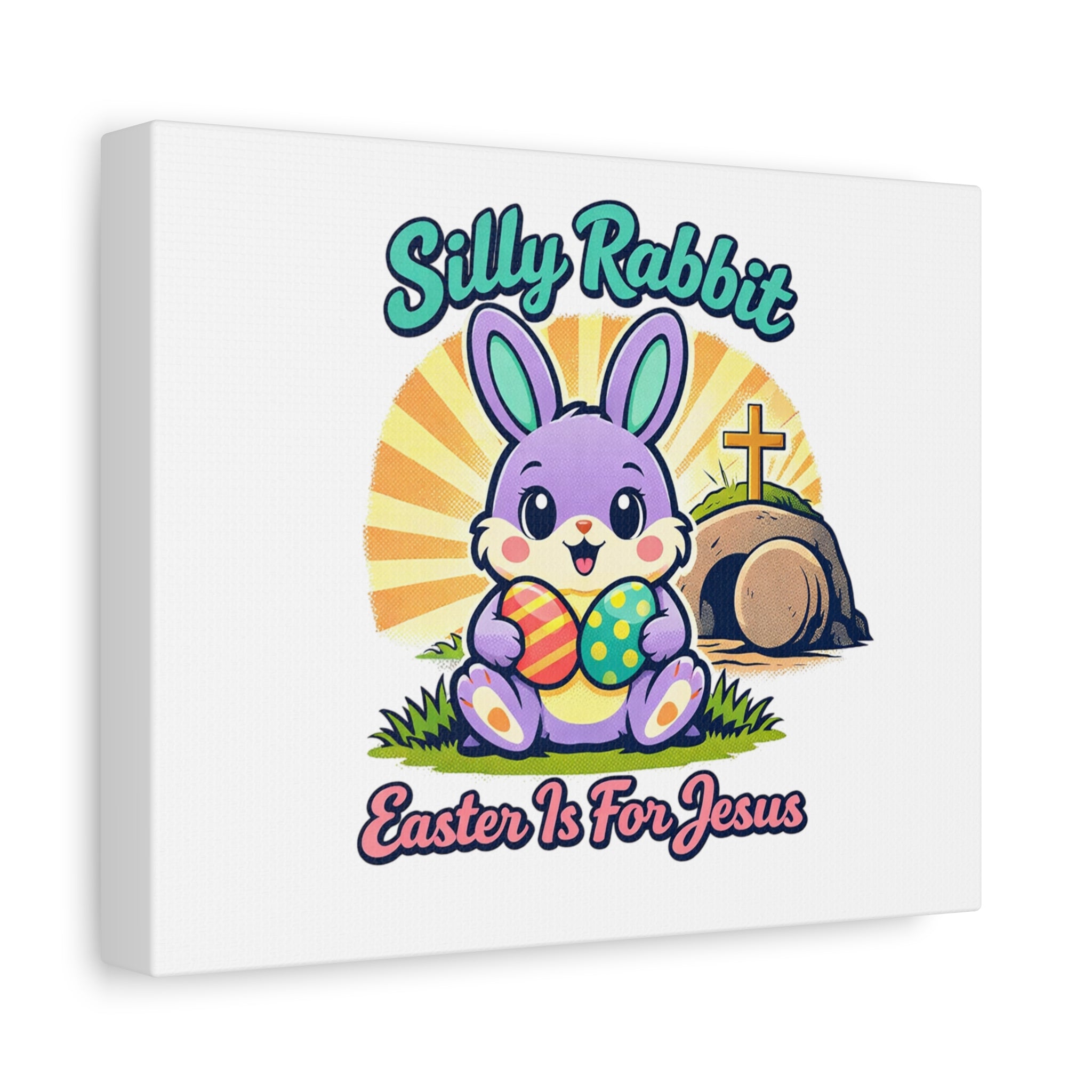 Easter Is For Jesus Bunny Canvas | Easter Christian, Faith-Based Pastel Retro