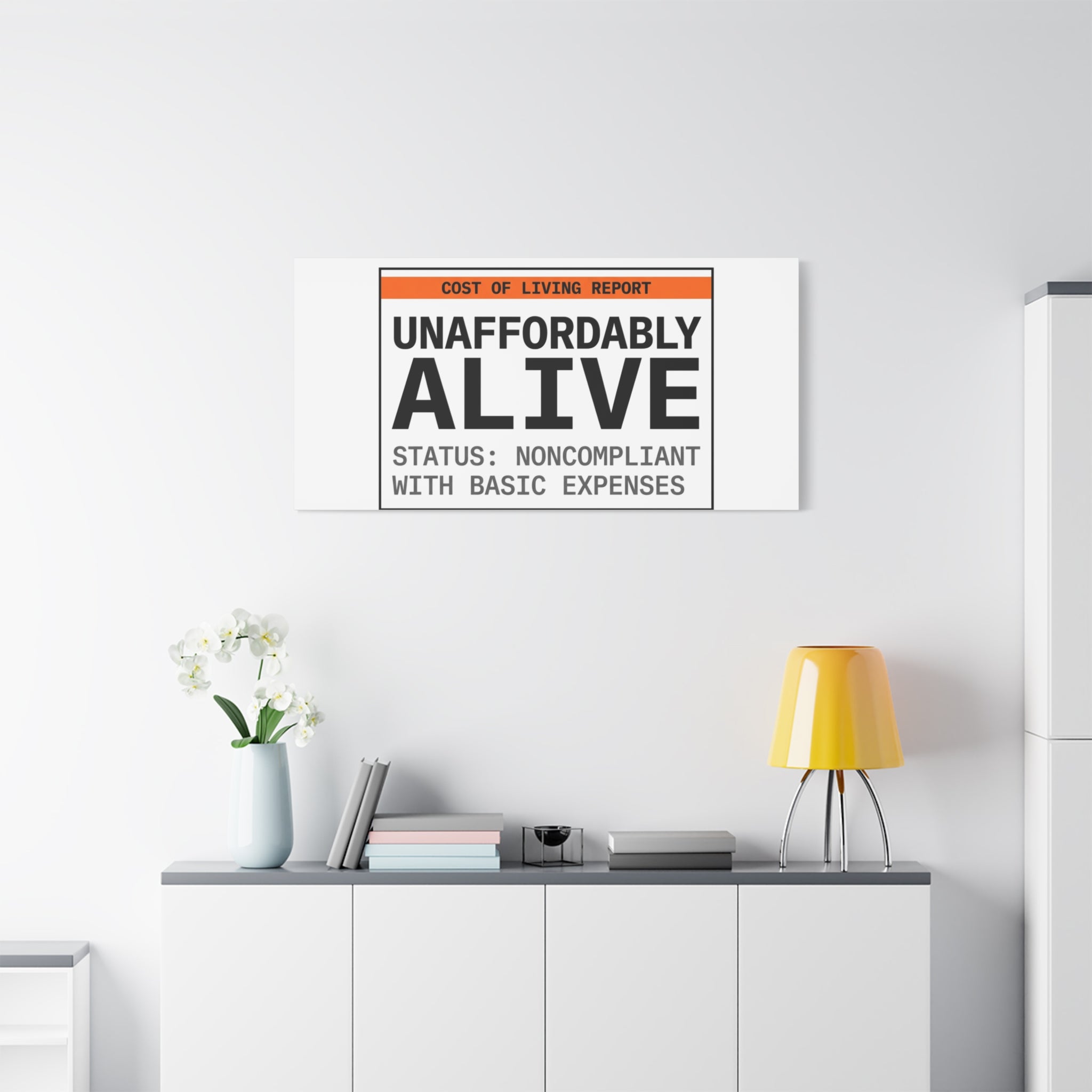 Unaffordably Alive Canvas | cost of living crisis, receipt aesthetic