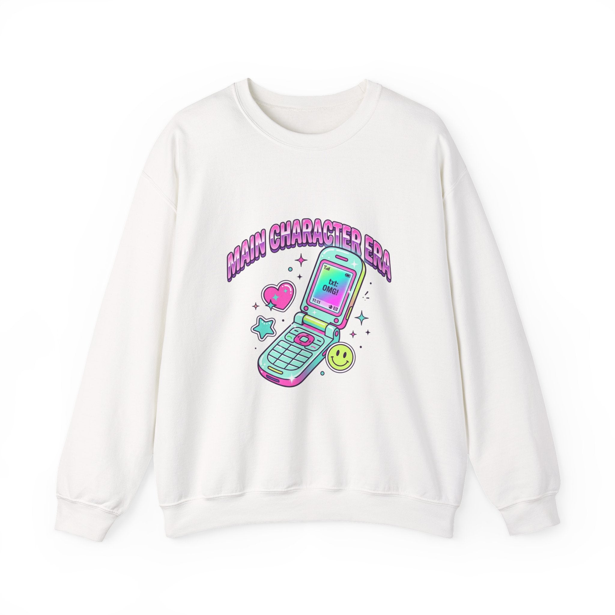 Flirty Y2K Flip Phone Graphic Sweatshirt | 2000s Aesthetic, Retro Internet