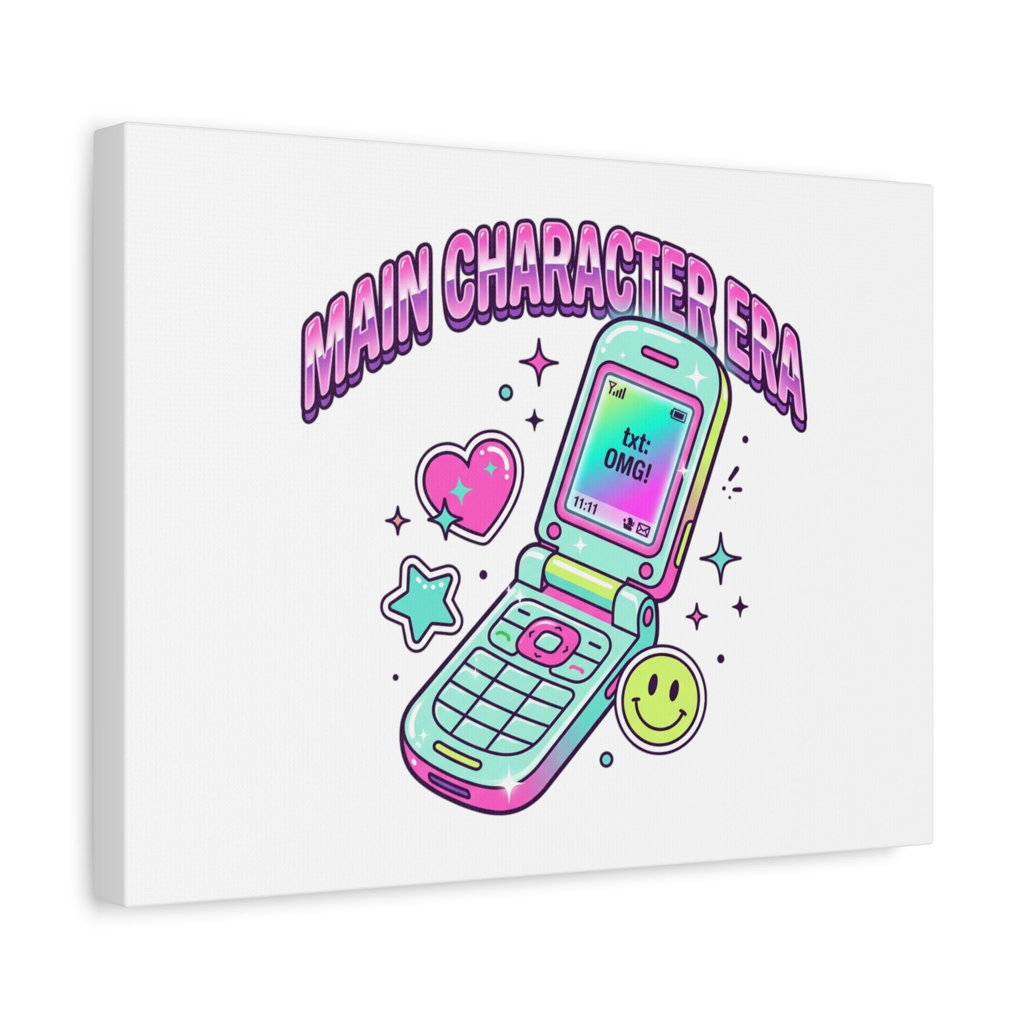 Main Character Era Canvas | Y2K Aesthetic, Retro Flip Phone Wall Art