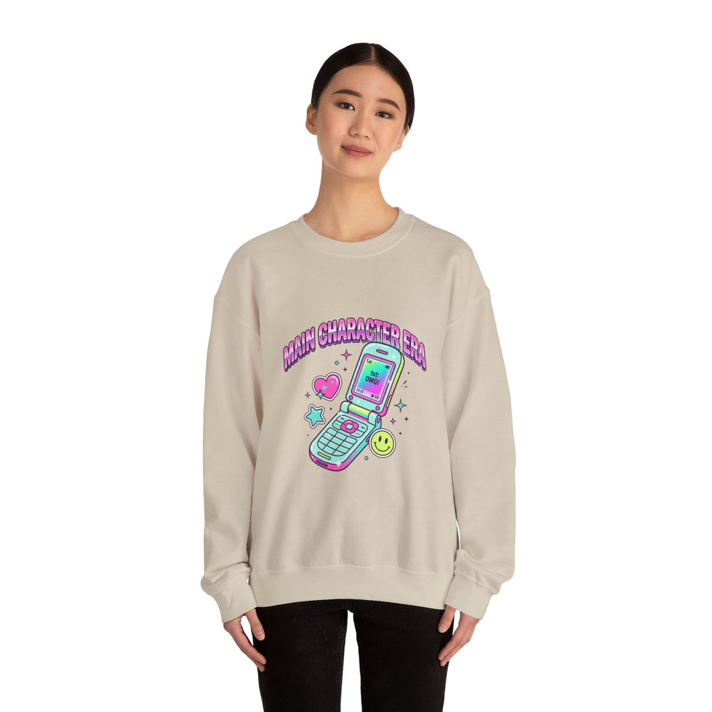 Flirty Y2K Flip Phone Graphic Sweatshirt | 2000s Aesthetic, Retro Internet