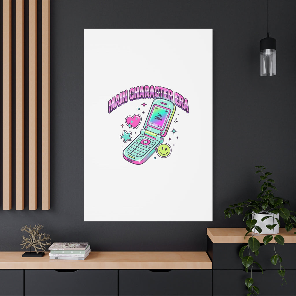 Main Character Era Canvas | Y2K Aesthetic, Retro Flip Phone Wall Art