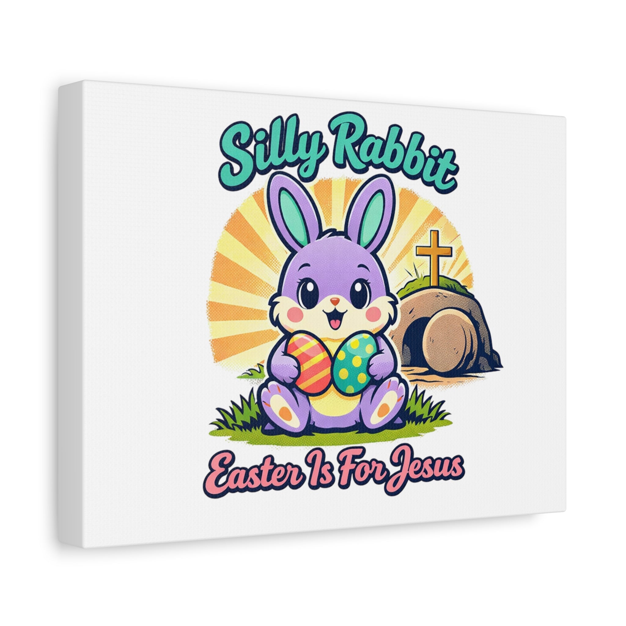 Easter Is For Jesus Bunny Canvas | Easter Christian, Faith-Based Pastel Retro