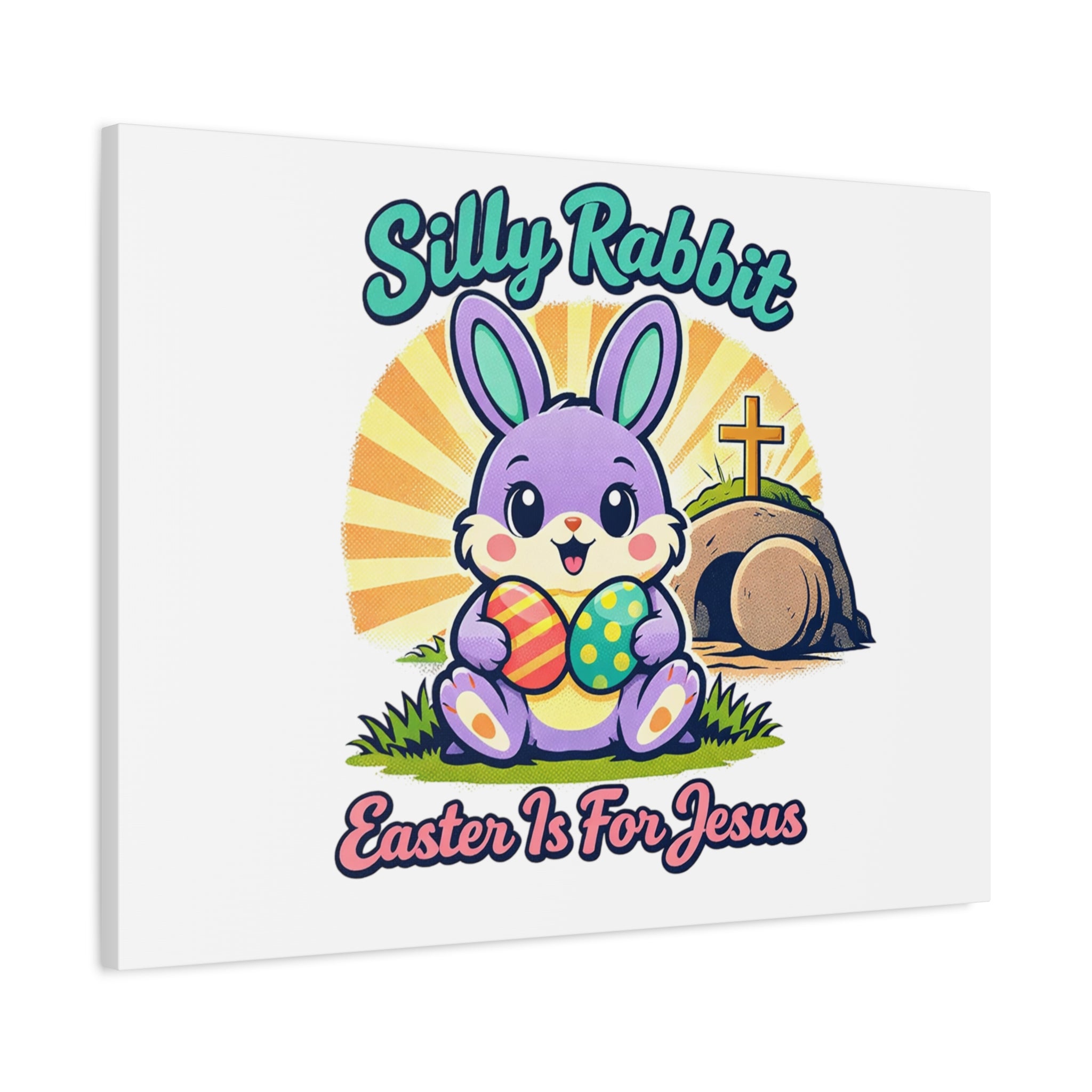 Easter Is For Jesus Bunny Canvas | Easter Christian, Faith-Based Pastel Retro