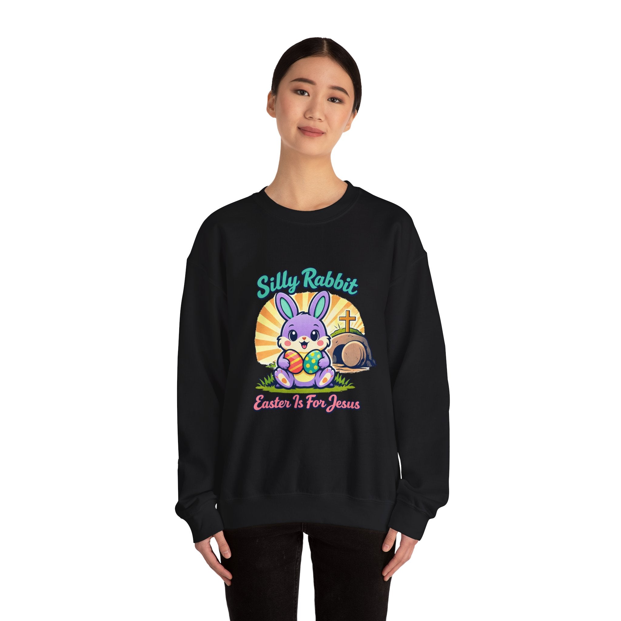 Silly Rabbit Easter Christian Sweatshirt | pastel retro, church humor