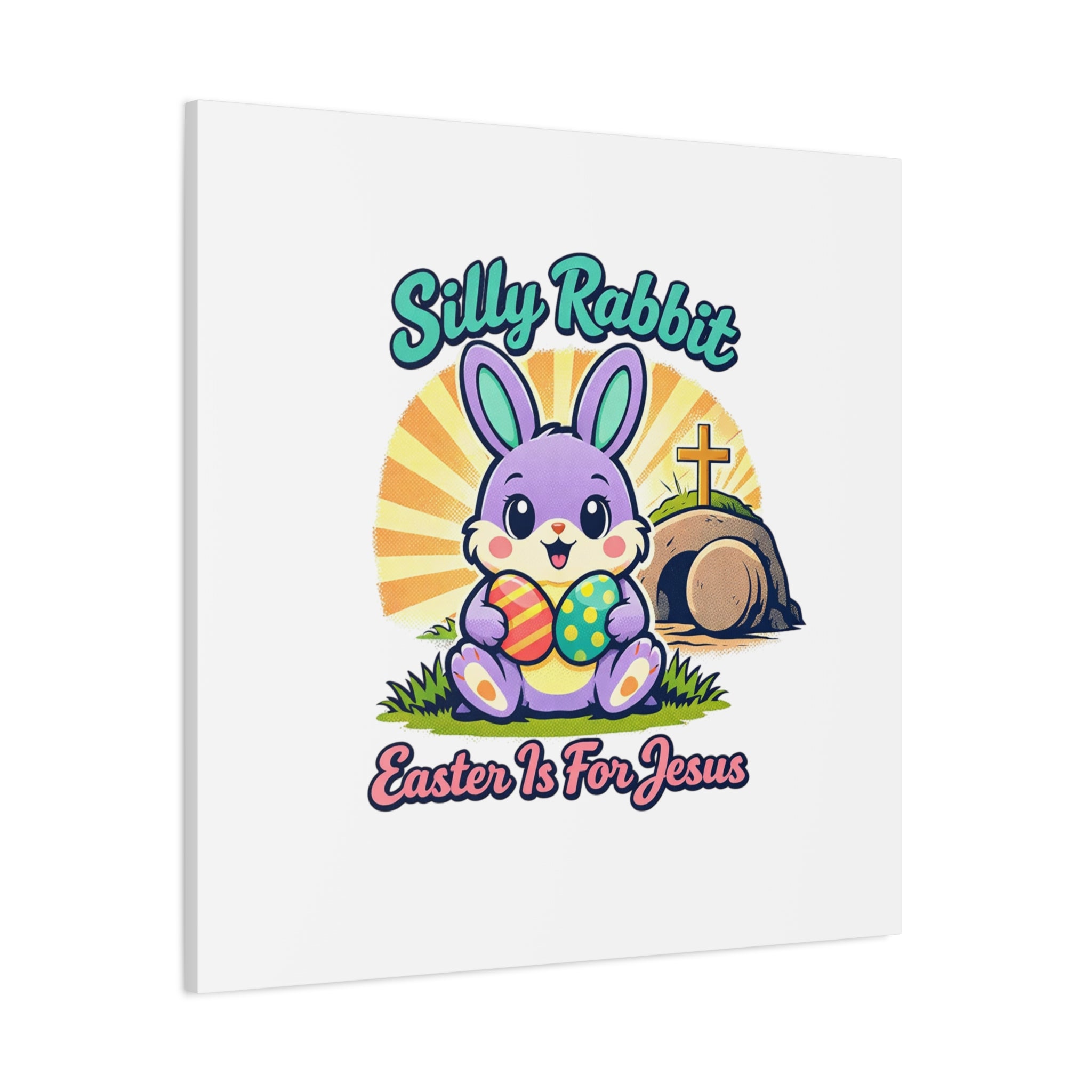 Easter Is For Jesus Bunny Canvas | Easter Christian, Faith-Based Pastel Retro