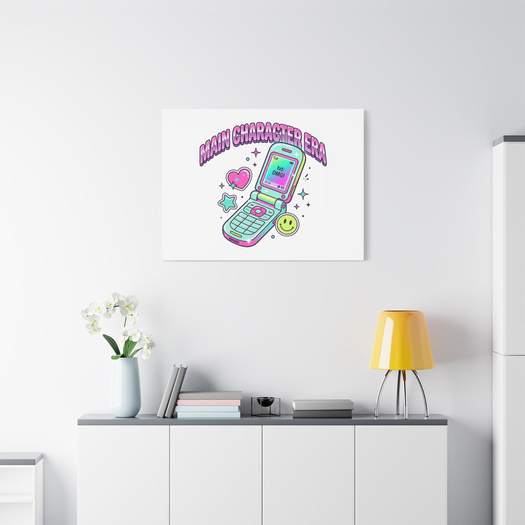Main Character Era Canvas | Y2K Aesthetic, Retro Flip Phone Wall Art