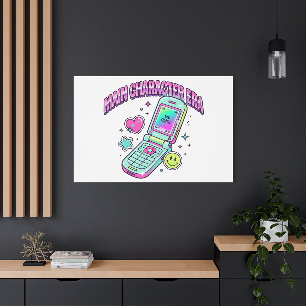 Main Character Era Canvas | Y2K Aesthetic, Retro Flip Phone Wall Art