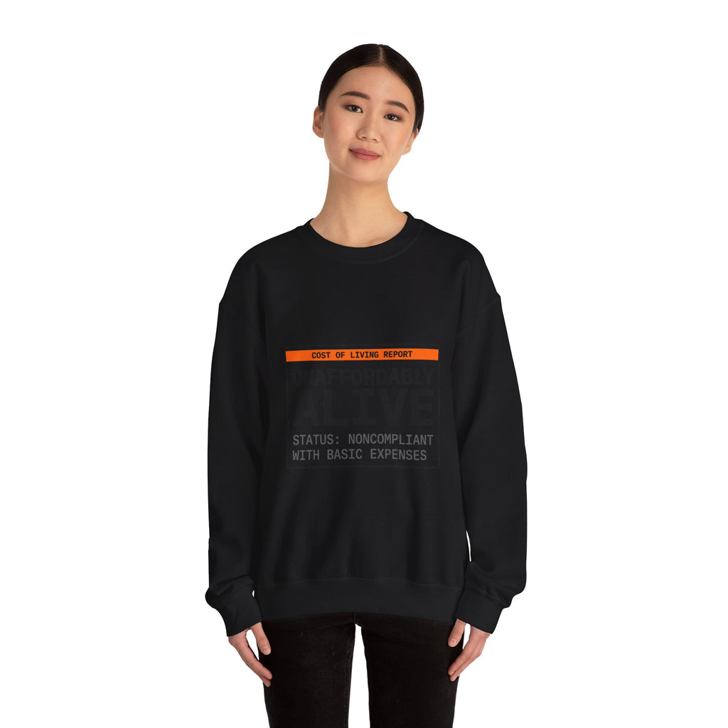 Unaffordably Alive Crewneck Sweatshirt | cost of living crisis, receipt aesthetic
