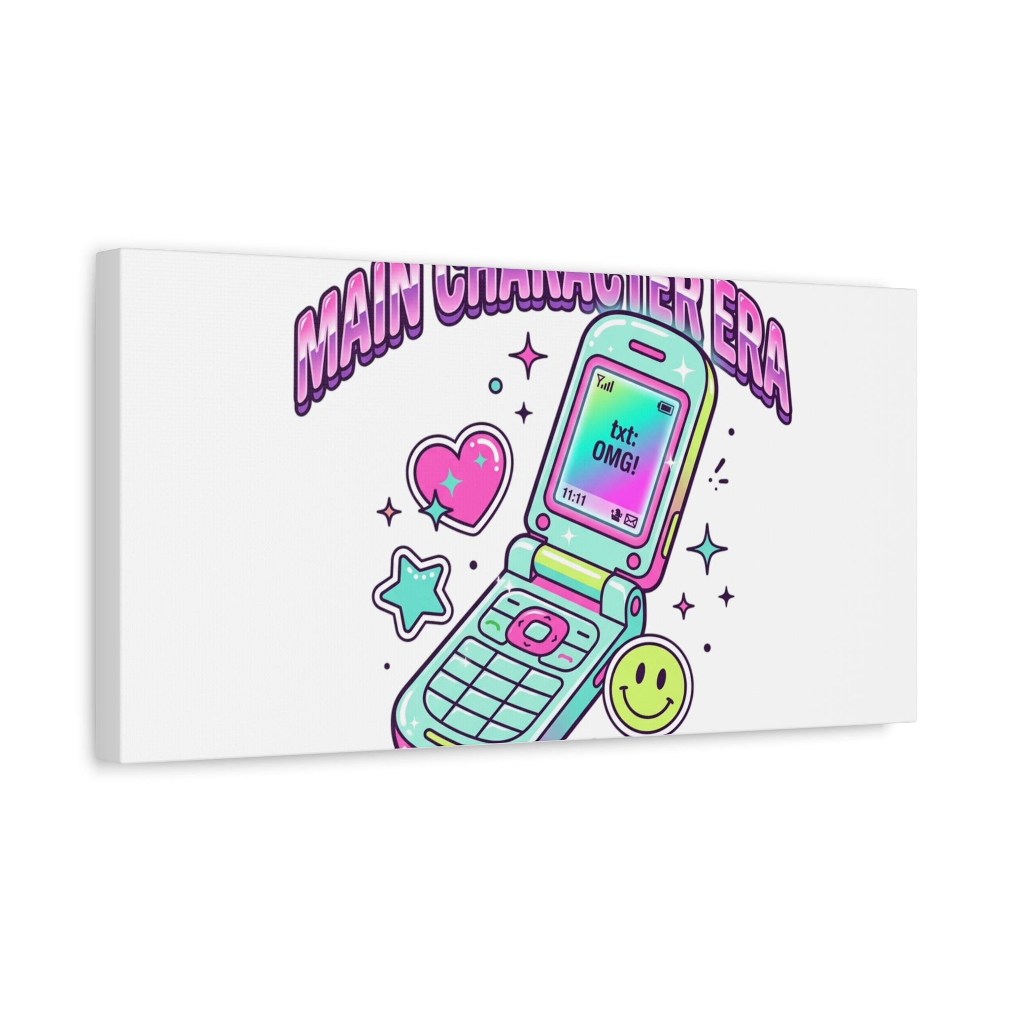 Main Character Era Canvas | Y2K Aesthetic, Retro Flip Phone Wall Art