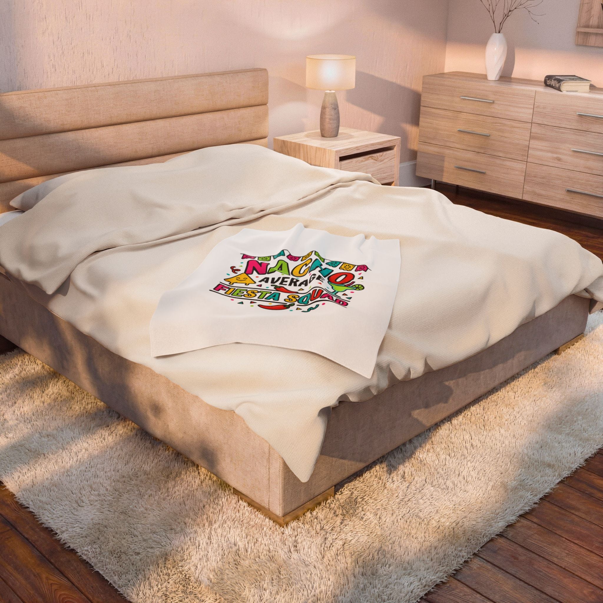 Nacho Average Fiesta Squad Velveteen Plush Blanket, Cinco de Mayo margarita taco humor