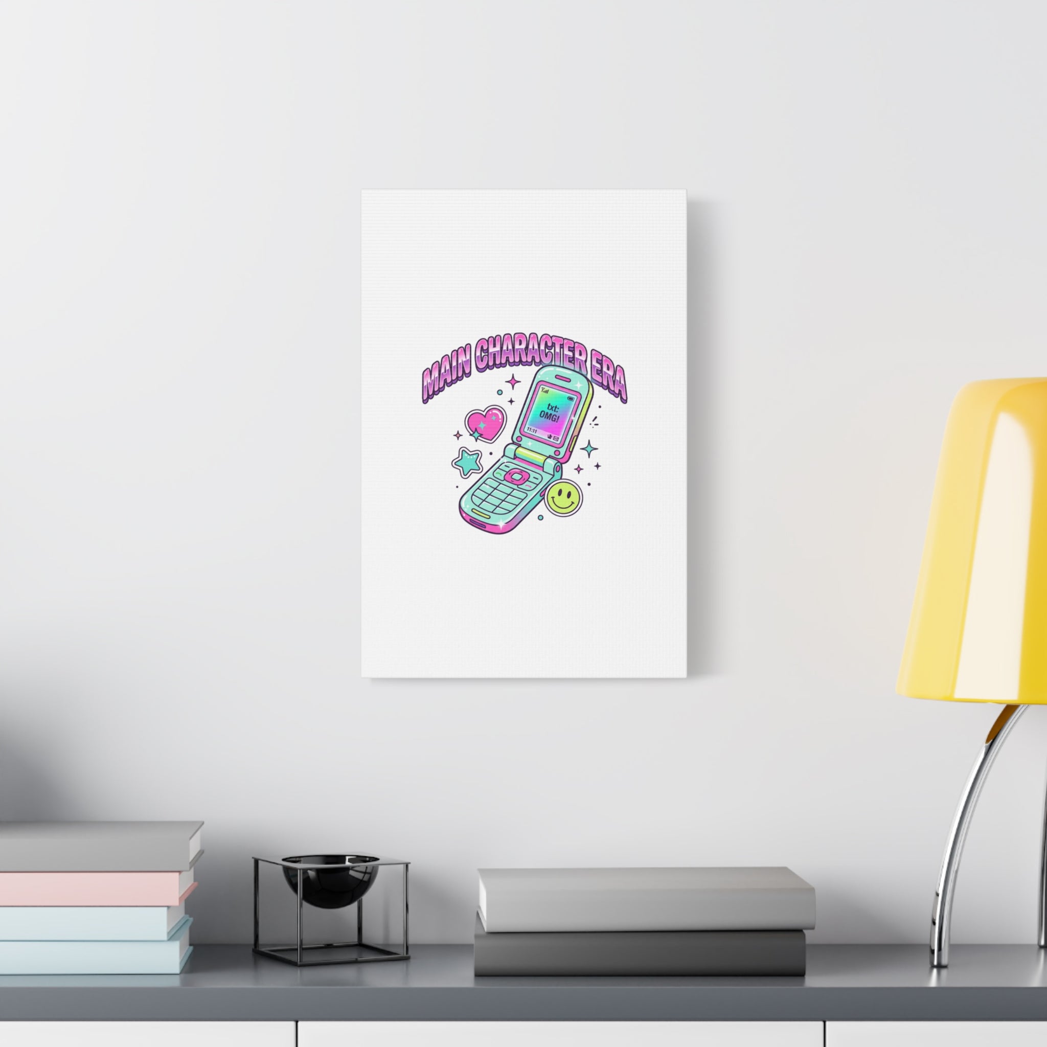 Main Character Era Canvas | Y2K Aesthetic, Retro Flip Phone Wall Art