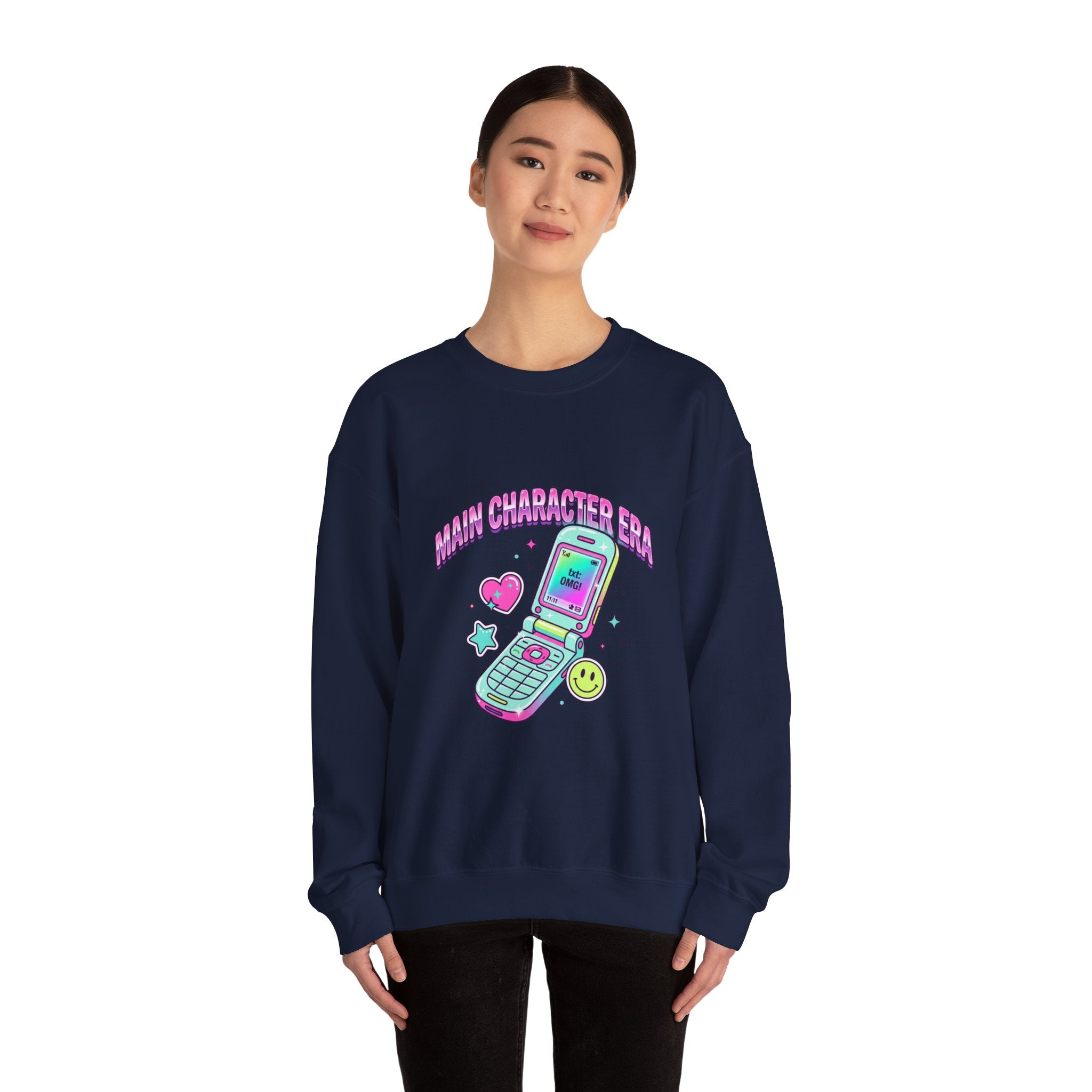 Flirty Y2K Flip Phone Graphic Sweatshirt | 2000s Aesthetic, Retro Internet