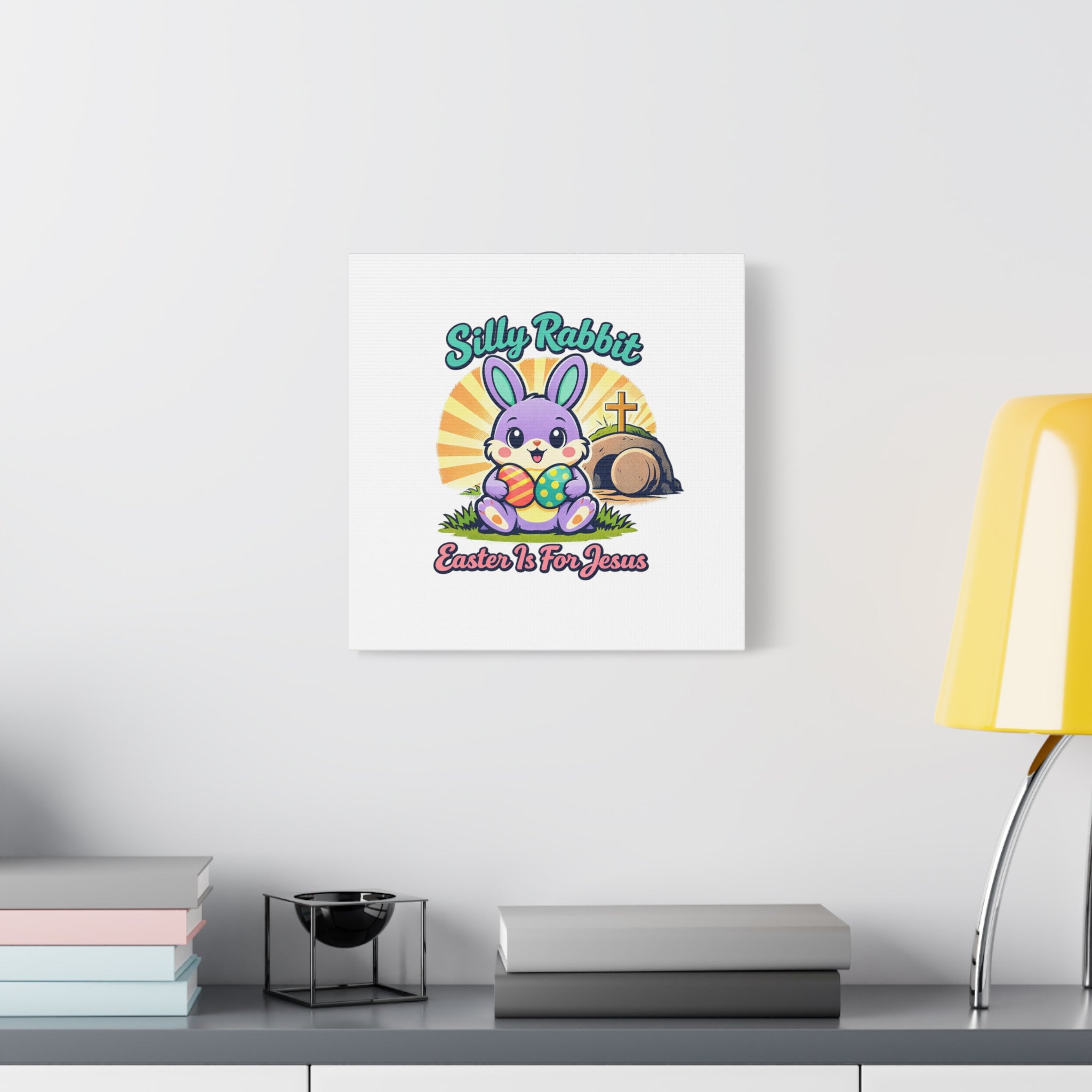 Easter Is For Jesus Bunny Canvas | Easter Christian, Faith-Based Pastel Retro