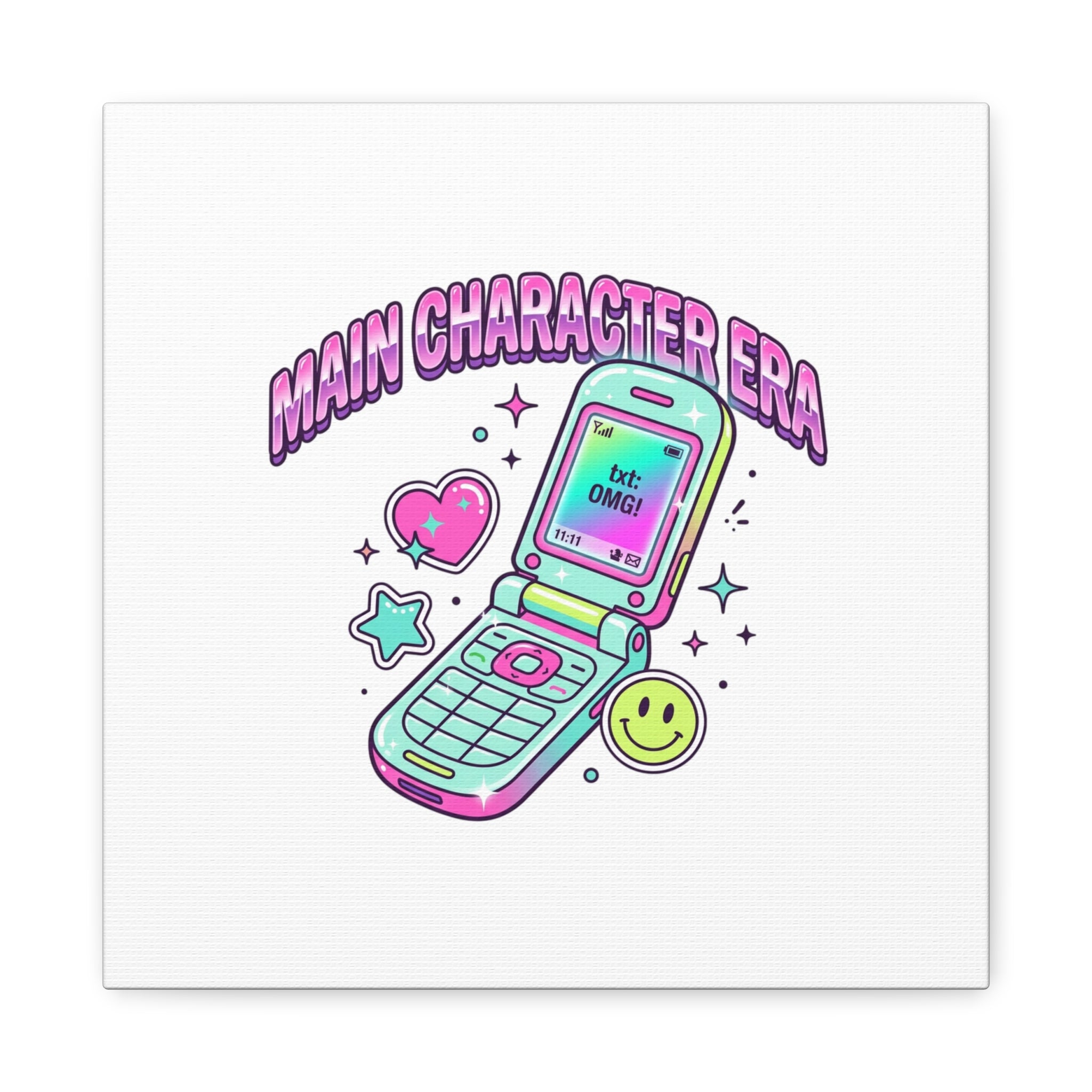 Main Character Era Canvas | Y2K Aesthetic, Retro Flip Phone Wall Art
