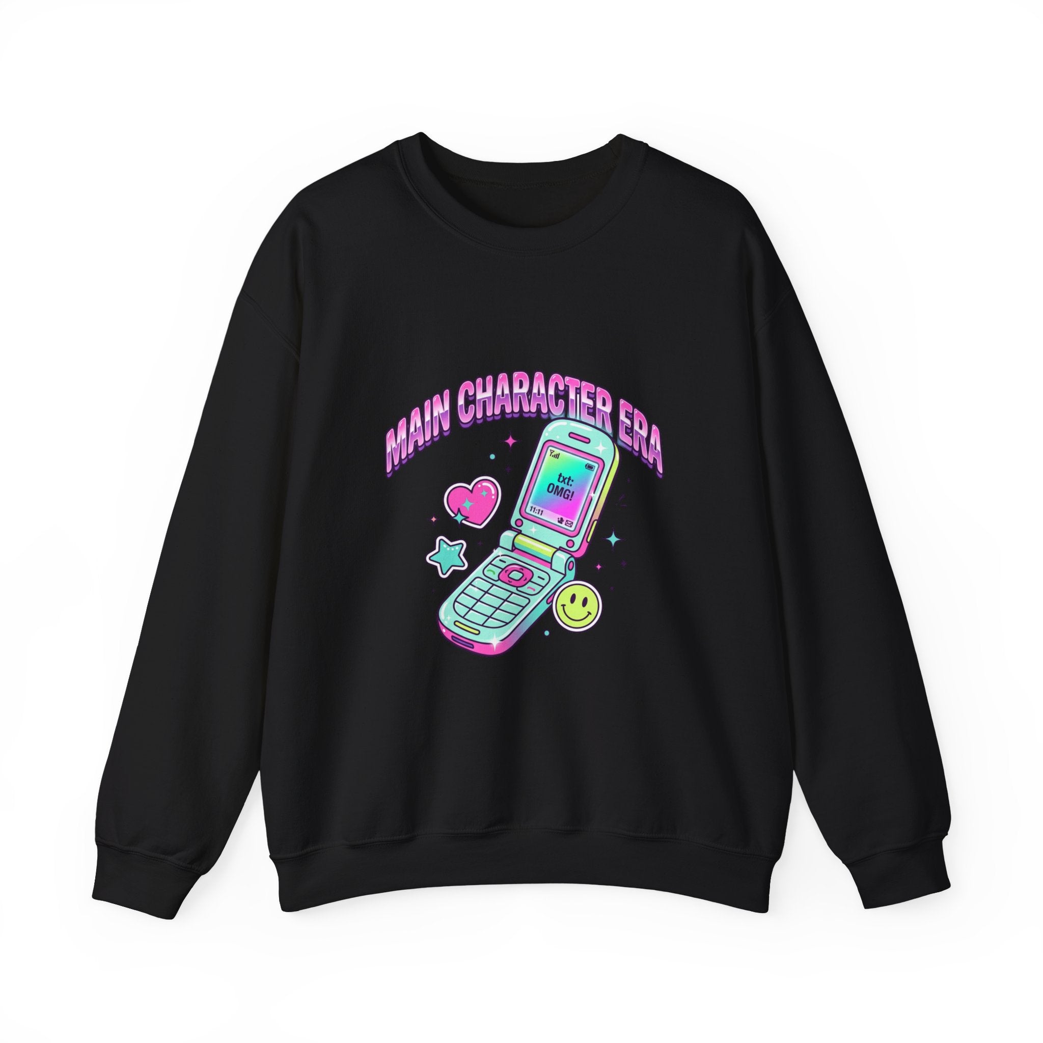 Flirty Y2K Flip Phone Graphic Sweatshirt | 2000s Aesthetic, Retro Internet