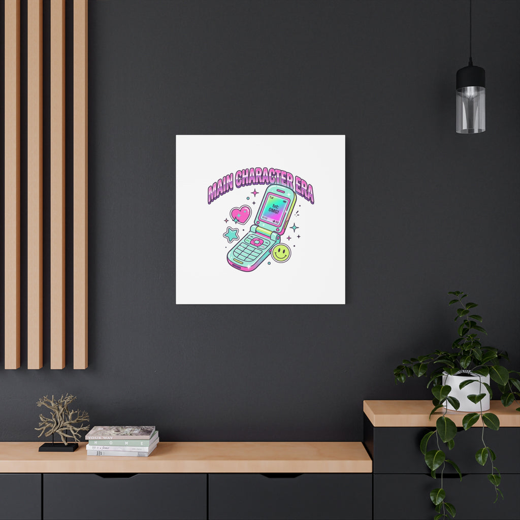 Main Character Era Canvas | Y2K Aesthetic, Retro Flip Phone Wall Art