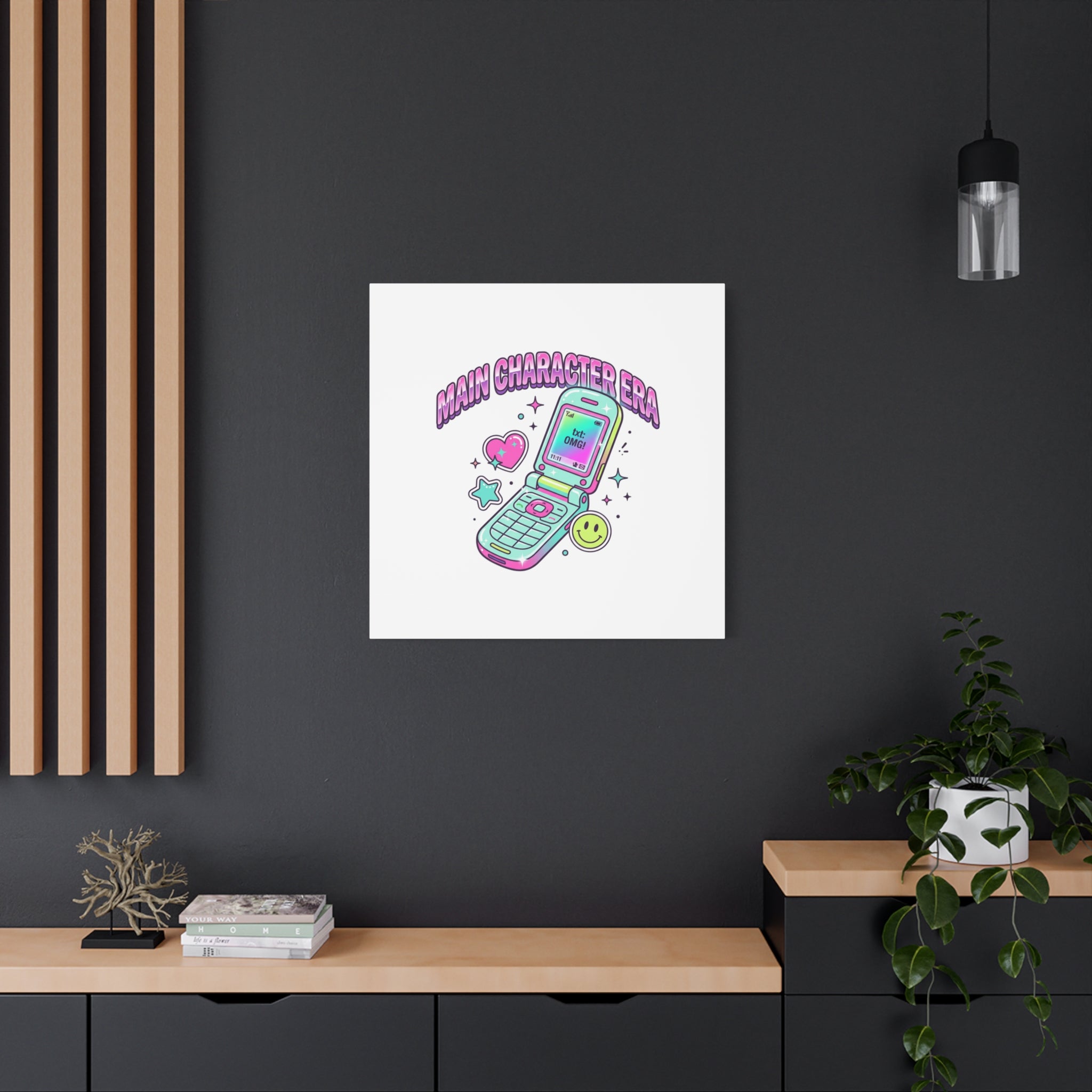 Main Character Era Canvas | Y2K Aesthetic, Retro Flip Phone Wall Art