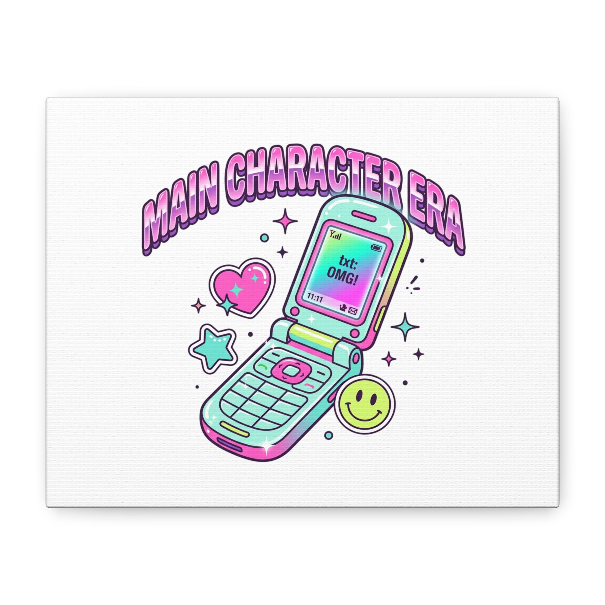 Main Character Era Canvas | Y2K Aesthetic, Retro Flip Phone Wall Art