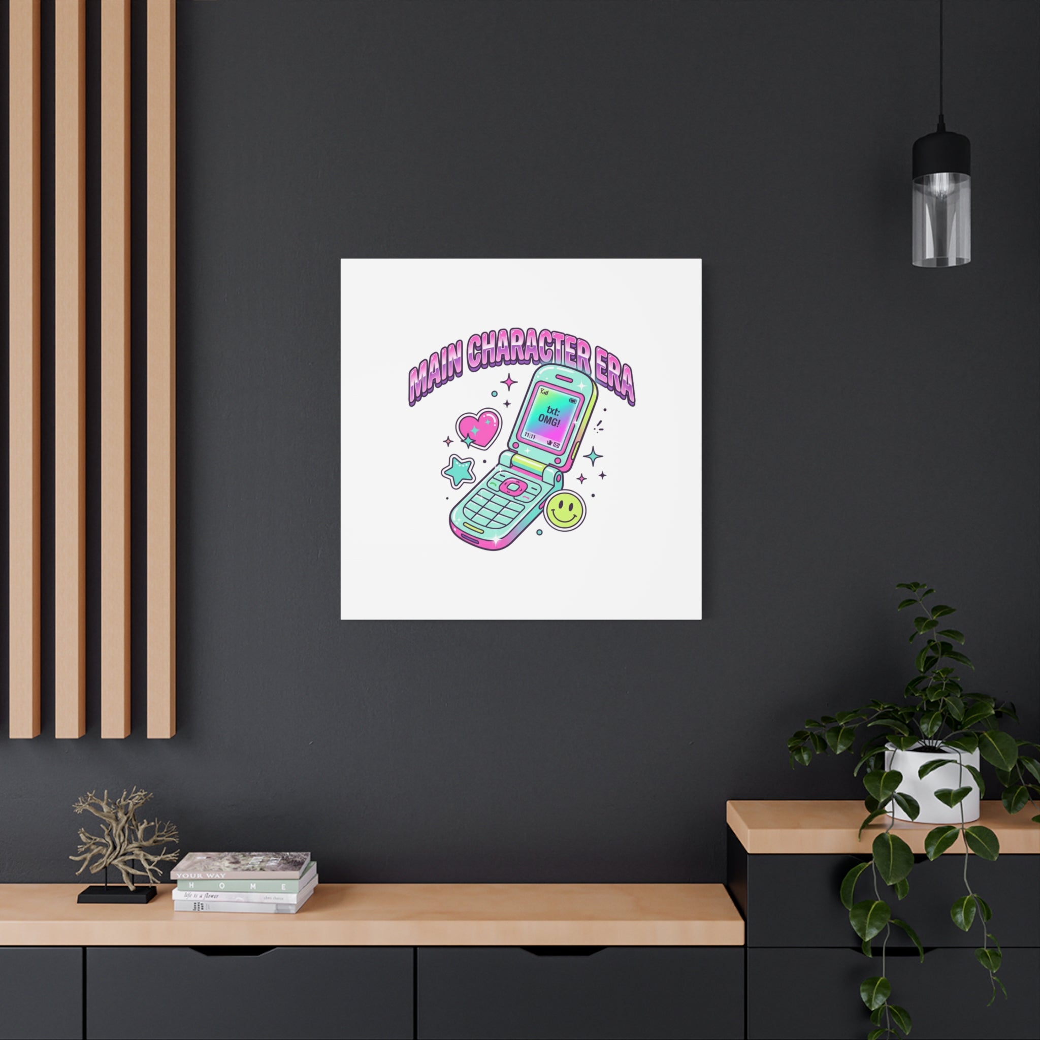 Main Character Era Canvas | Y2K Aesthetic, Retro Flip Phone Wall Art