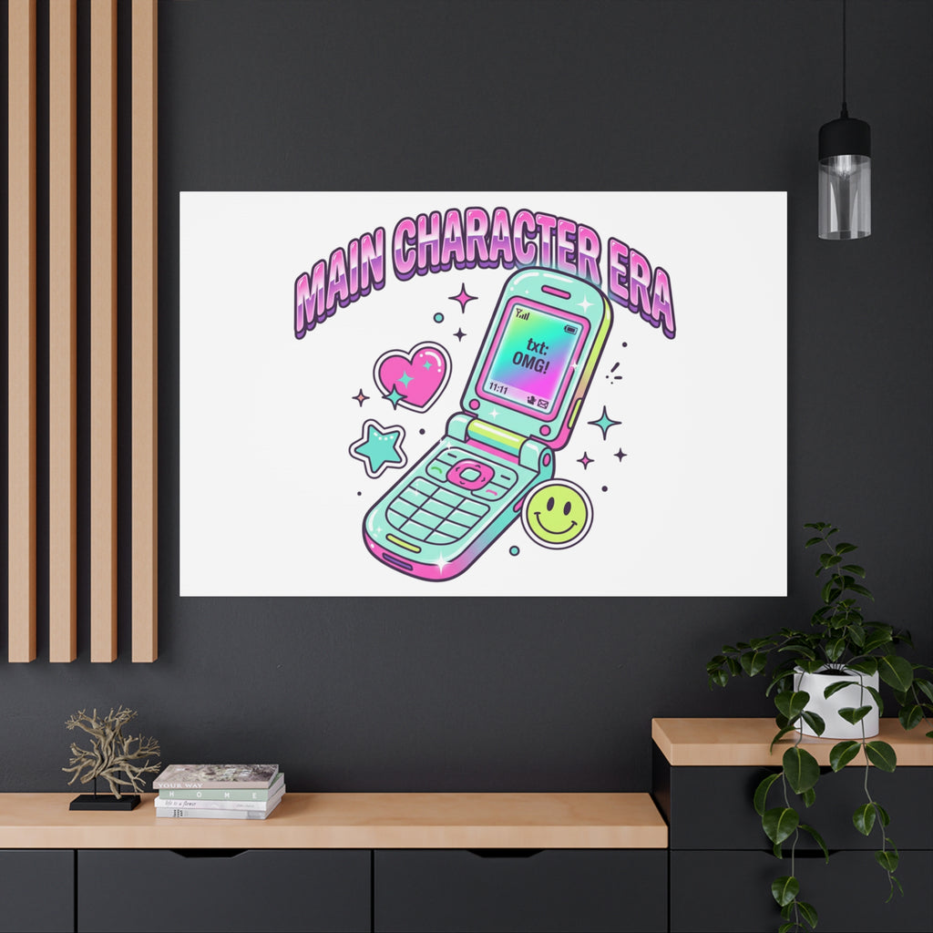 Main Character Era Canvas | Y2K Aesthetic, Retro Flip Phone Wall Art