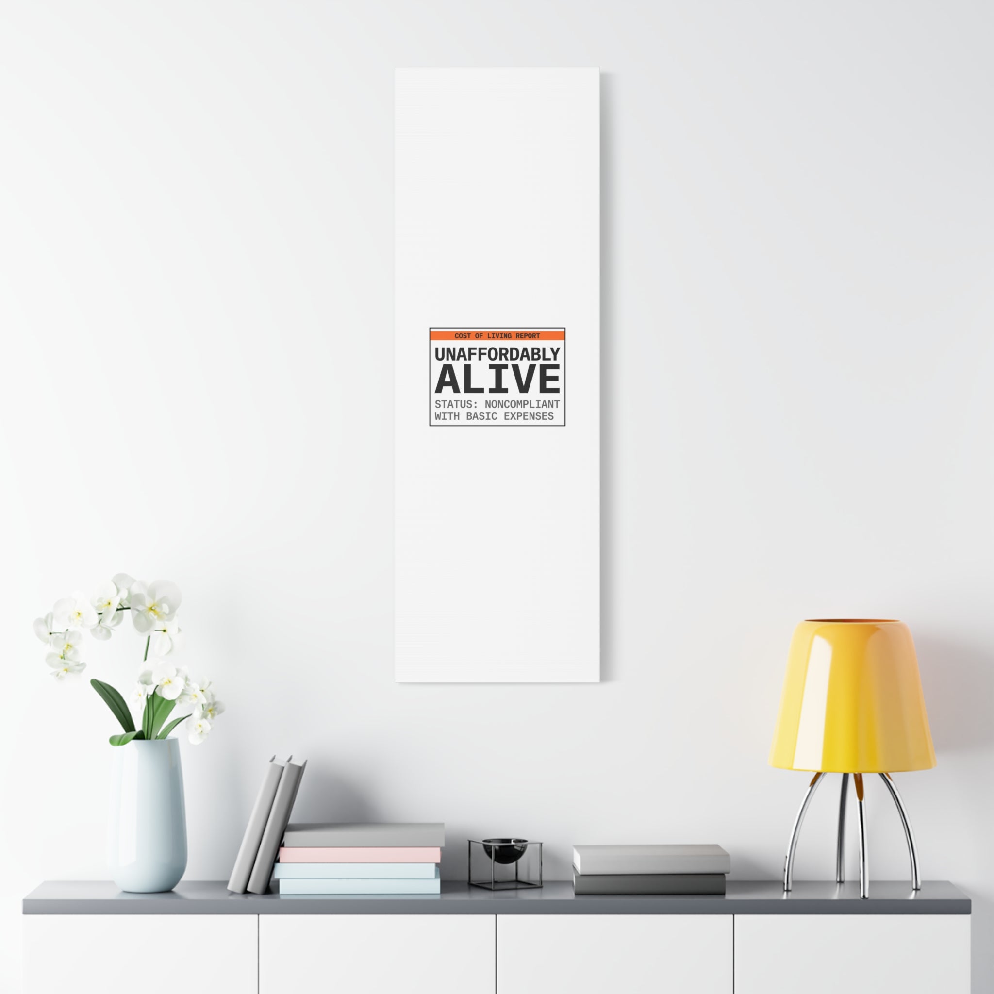 Unaffordably Alive Canvas | cost of living crisis, receipt aesthetic