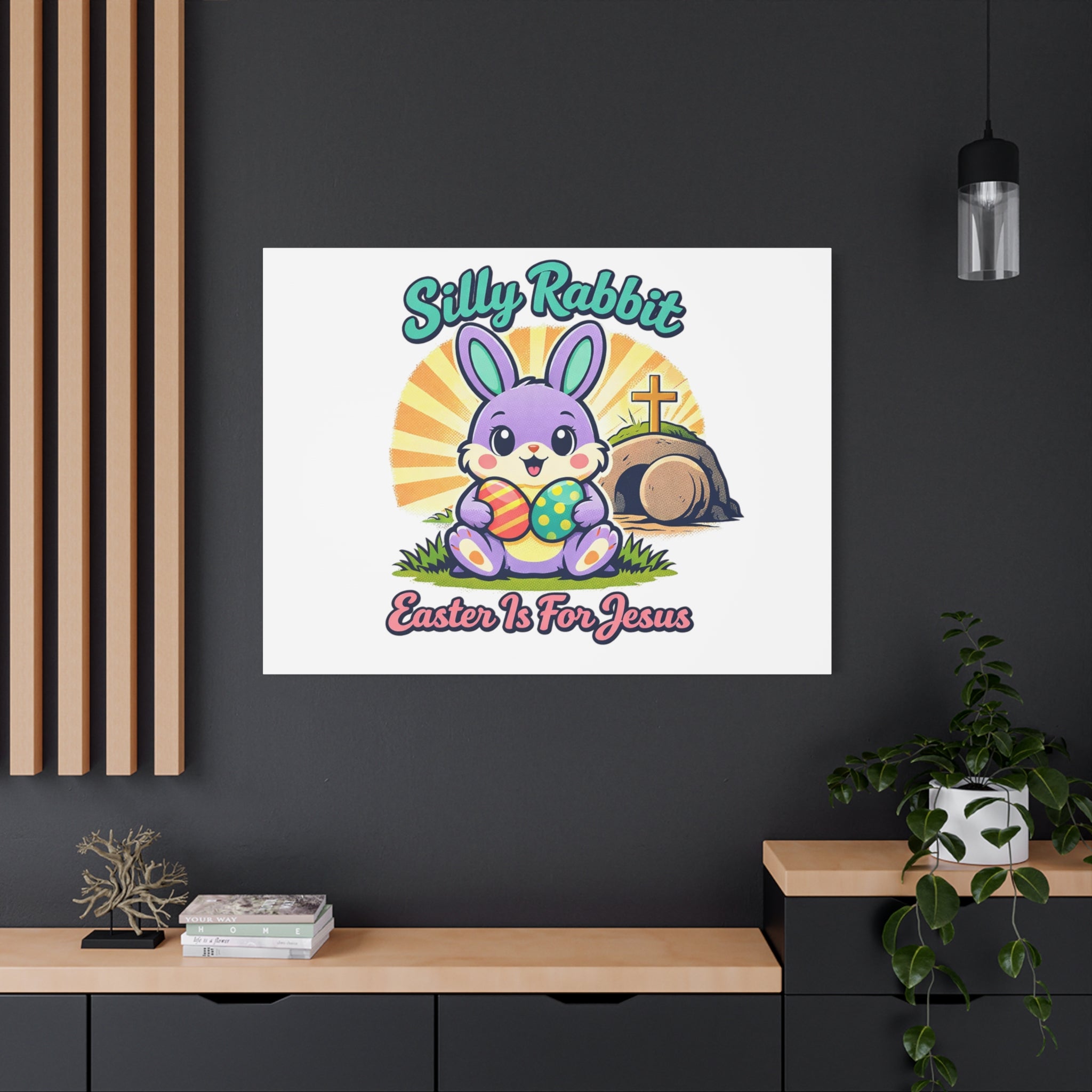 Easter Is For Jesus Bunny Canvas | Easter Christian, Faith-Based Pastel Retro