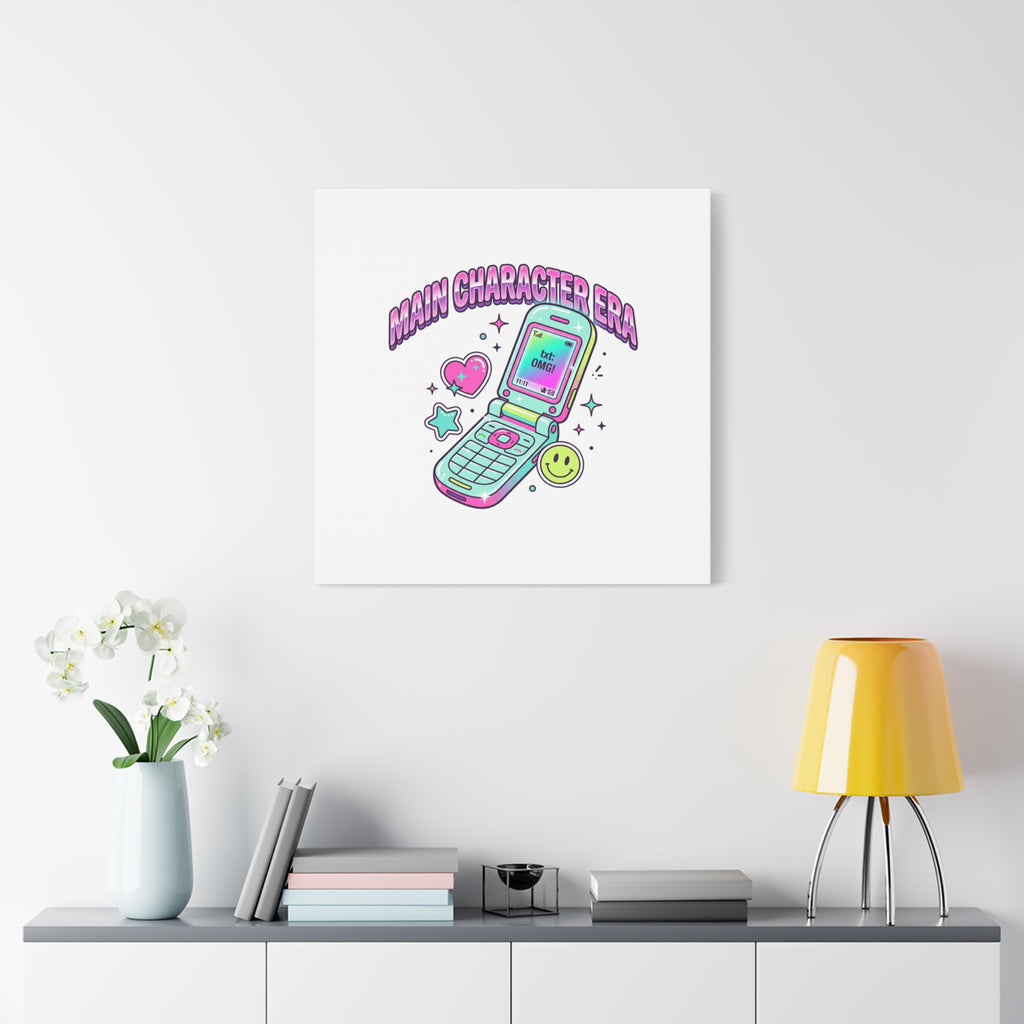 Main Character Era Canvas | Y2K Aesthetic, Retro Flip Phone Wall Art