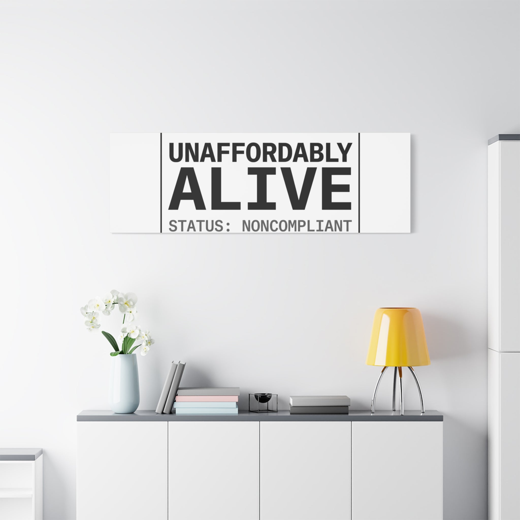 Unaffordably Alive Canvas | cost of living crisis, receipt aesthetic
