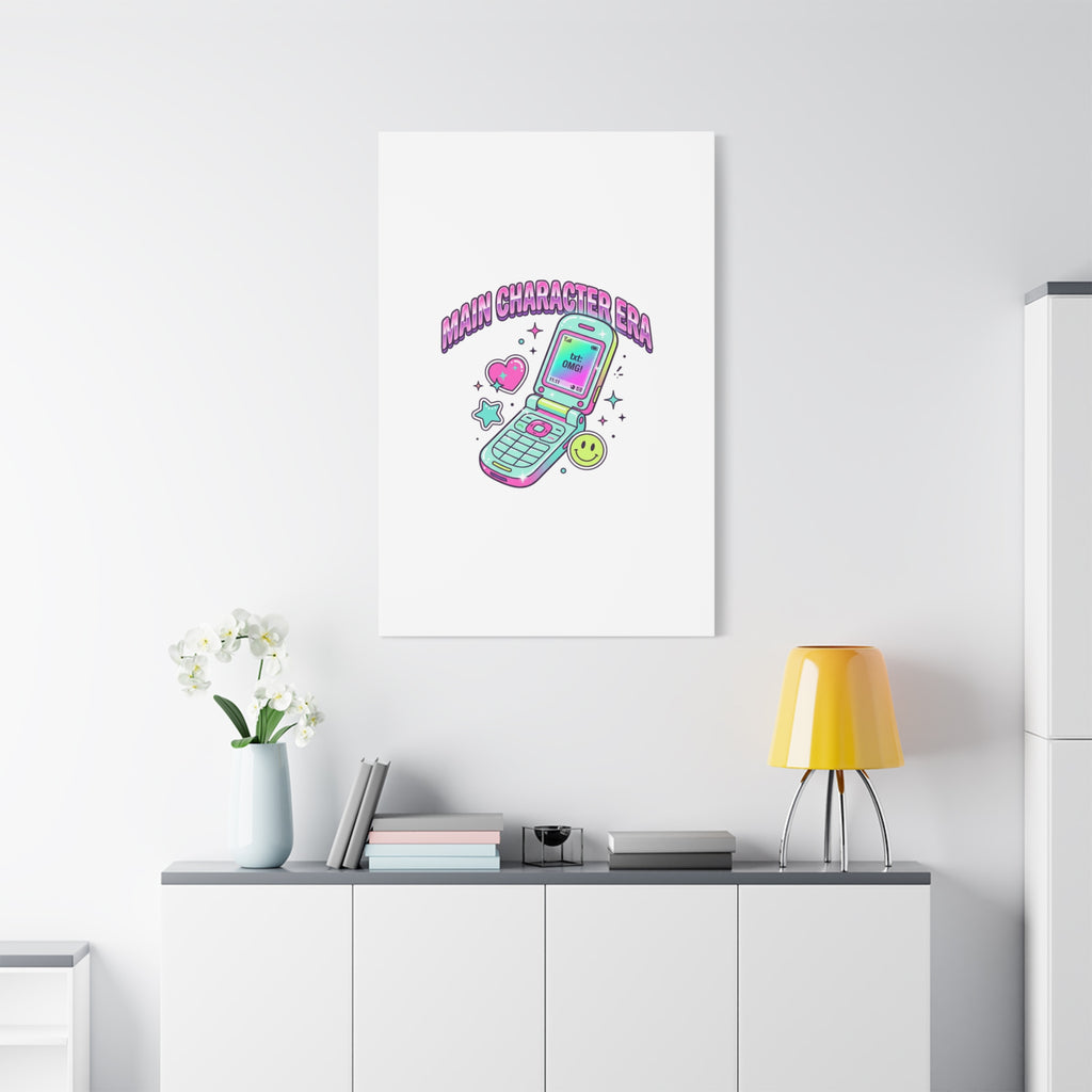 Main Character Era Canvas | Y2K Aesthetic, Retro Flip Phone Wall Art