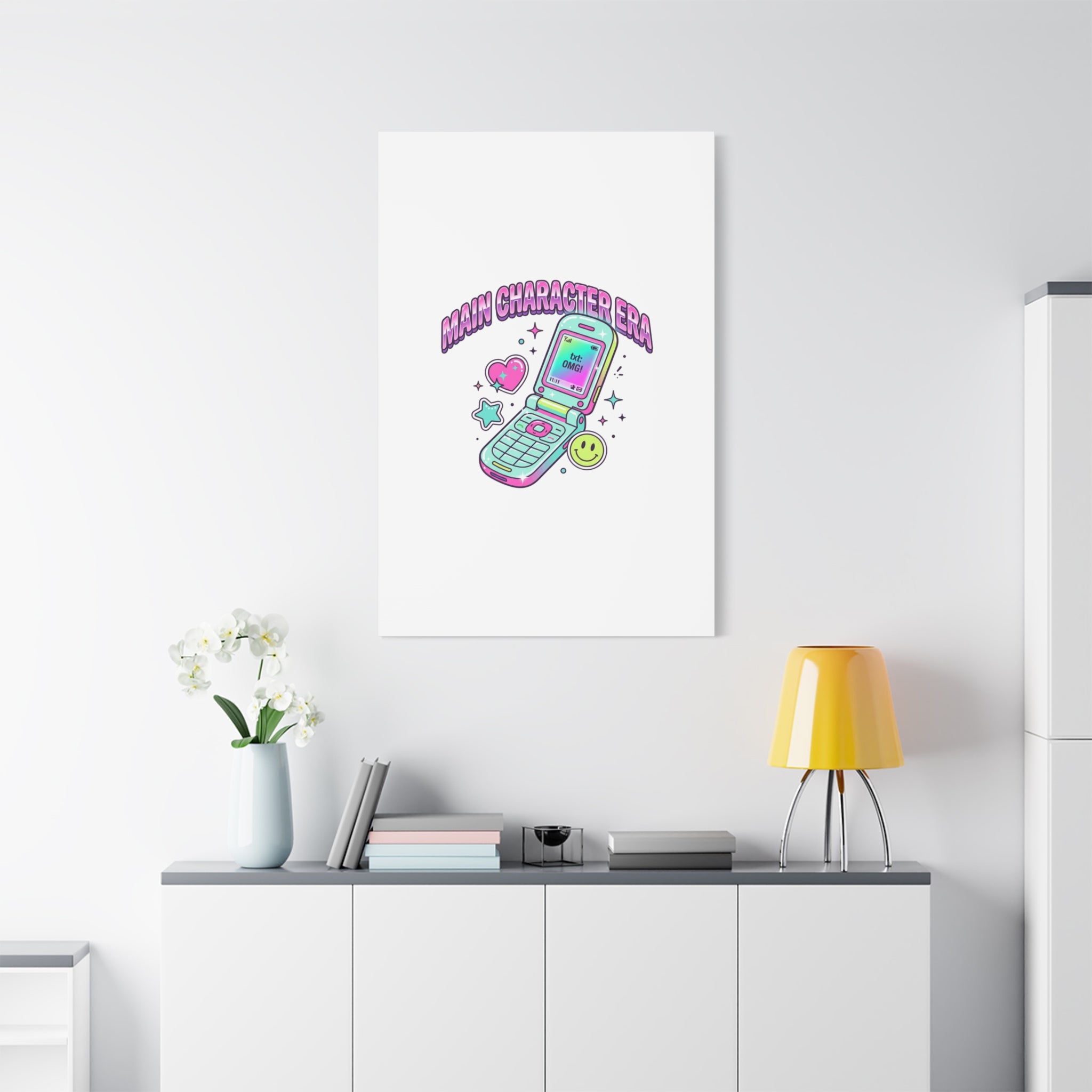 Main Character Era Canvas | Y2K Aesthetic, Retro Flip Phone Wall Art