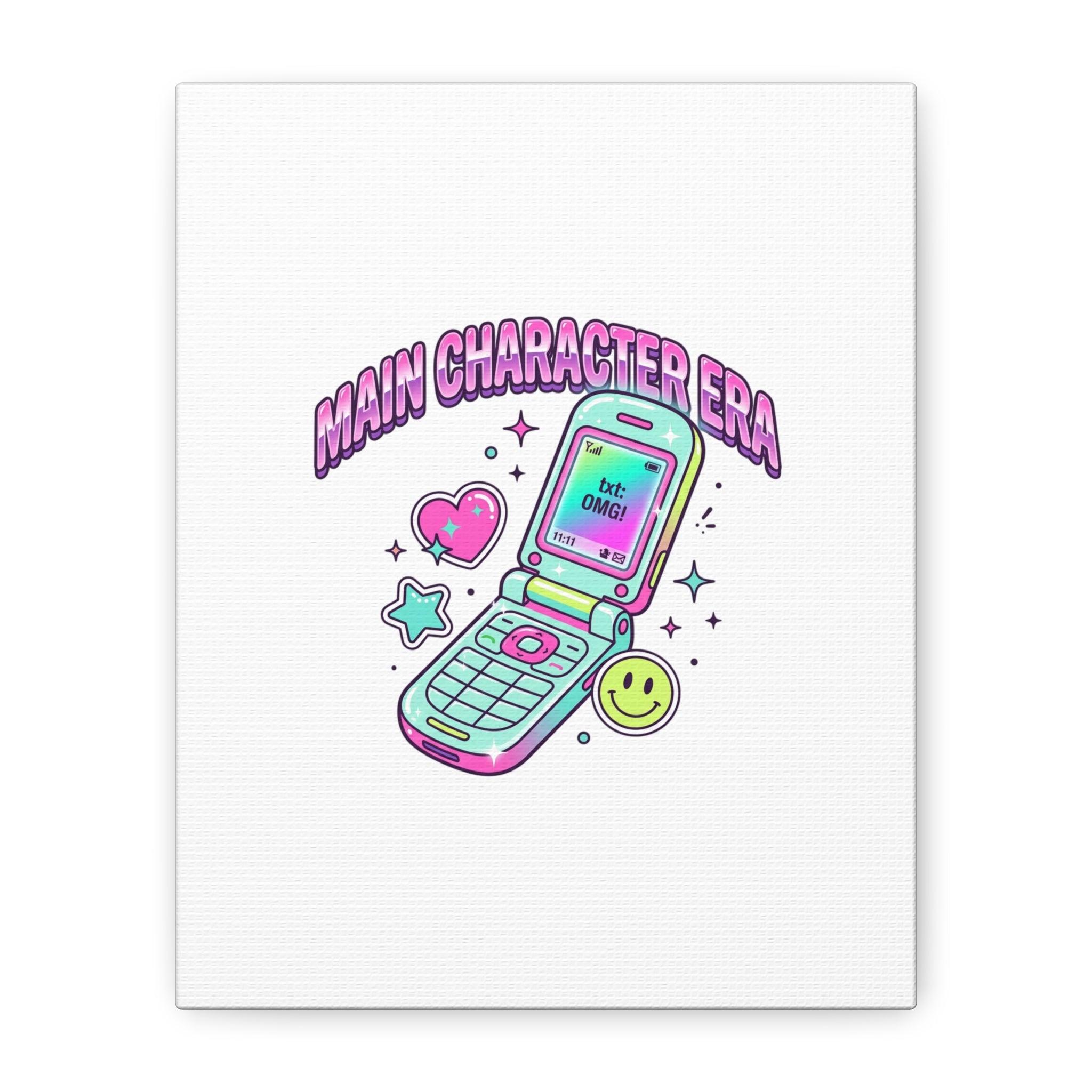 Main Character Era Canvas | Y2K Aesthetic, Retro Flip Phone Wall Art