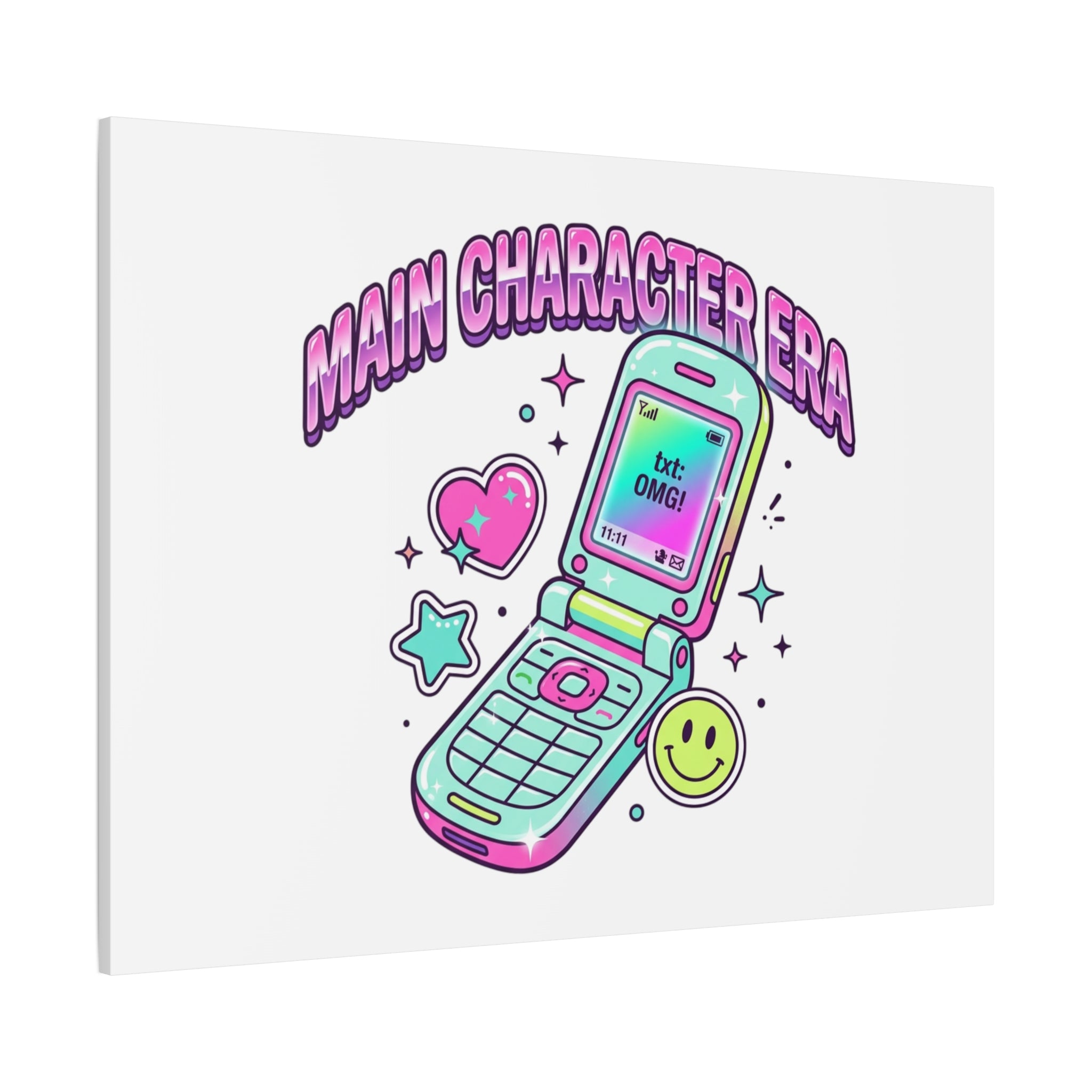 Main Character Era Canvas | Y2K Aesthetic, Retro Flip Phone Wall Art