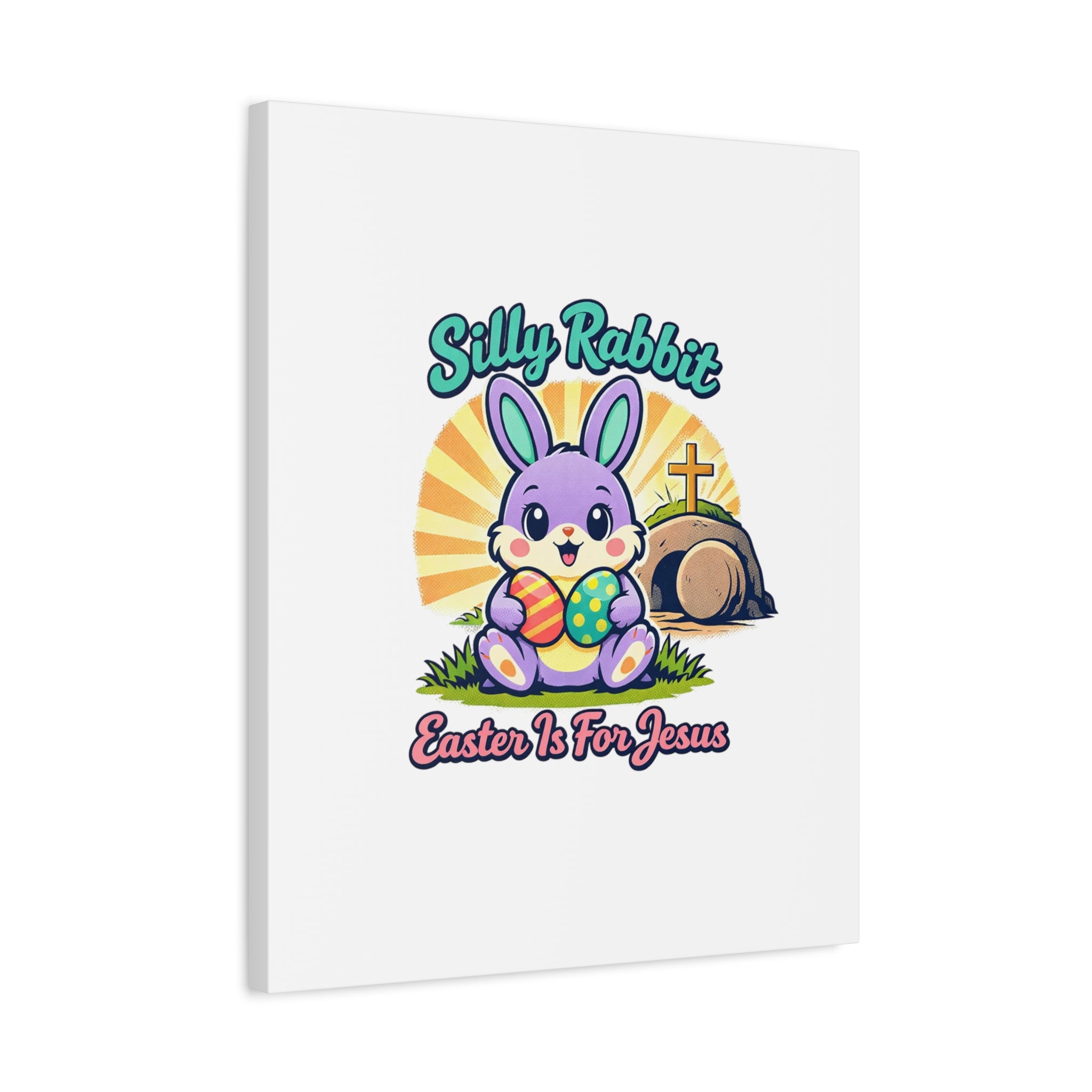 Easter Is For Jesus Bunny Canvas | Easter Christian, Faith-Based Pastel Retro