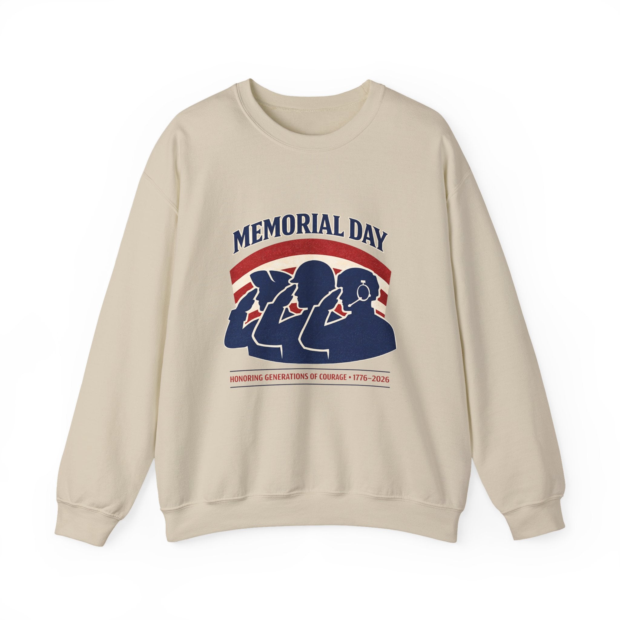 Memorial Day 1776–2026 Crewneck Sweatshirt | USA 250, vintage distressed patriotic