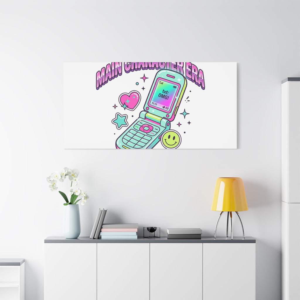 Main Character Era Canvas | Y2K Aesthetic, Retro Flip Phone Wall Art