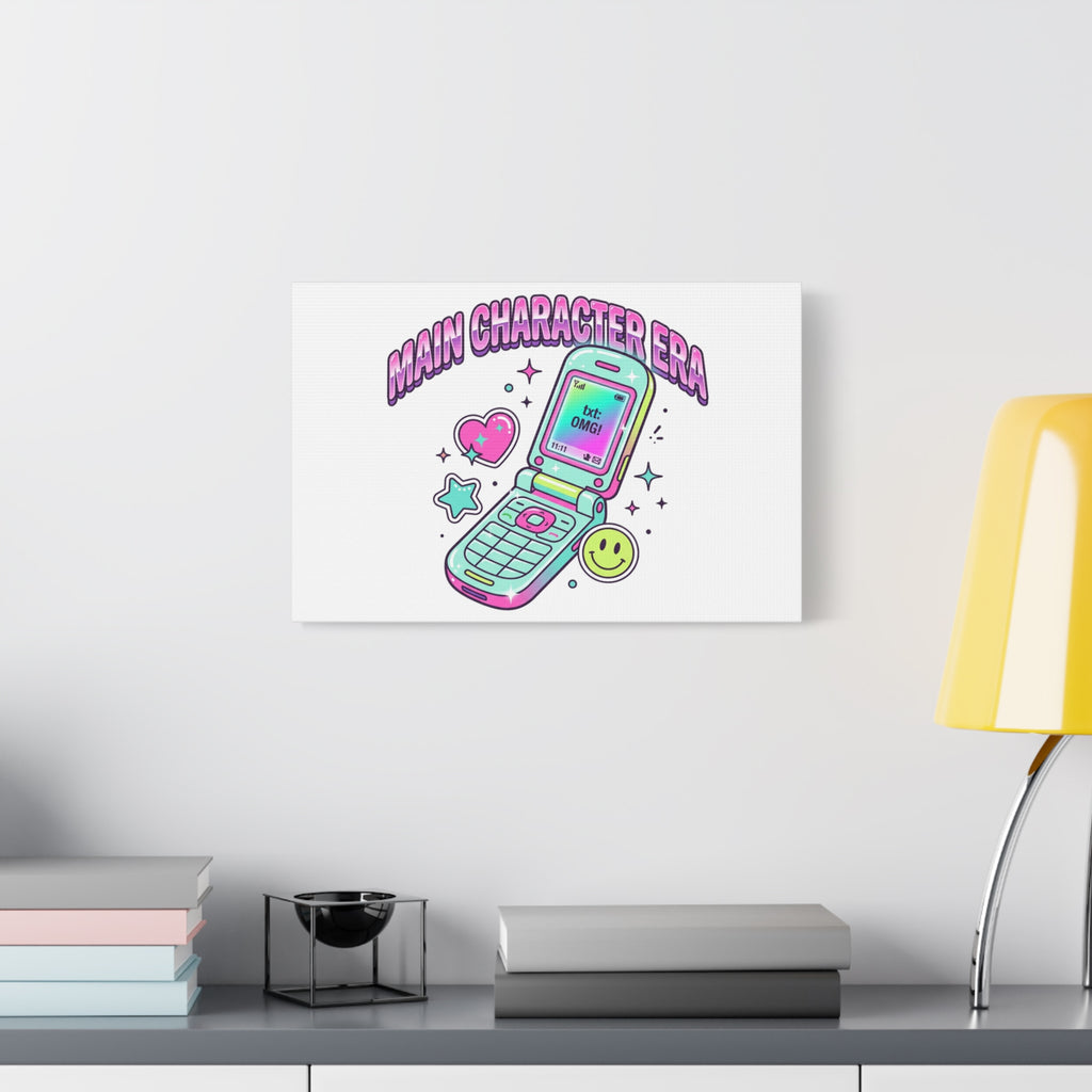Main Character Era Canvas | Y2K Aesthetic, Retro Flip Phone Wall Art