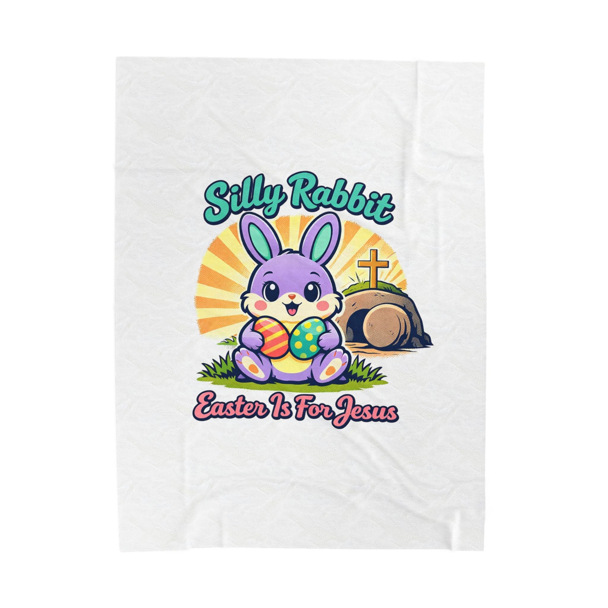Silly Rabbit Easter Is For Jesus Velveteen Plush Blanket | Easter Christian, Pastel Retro