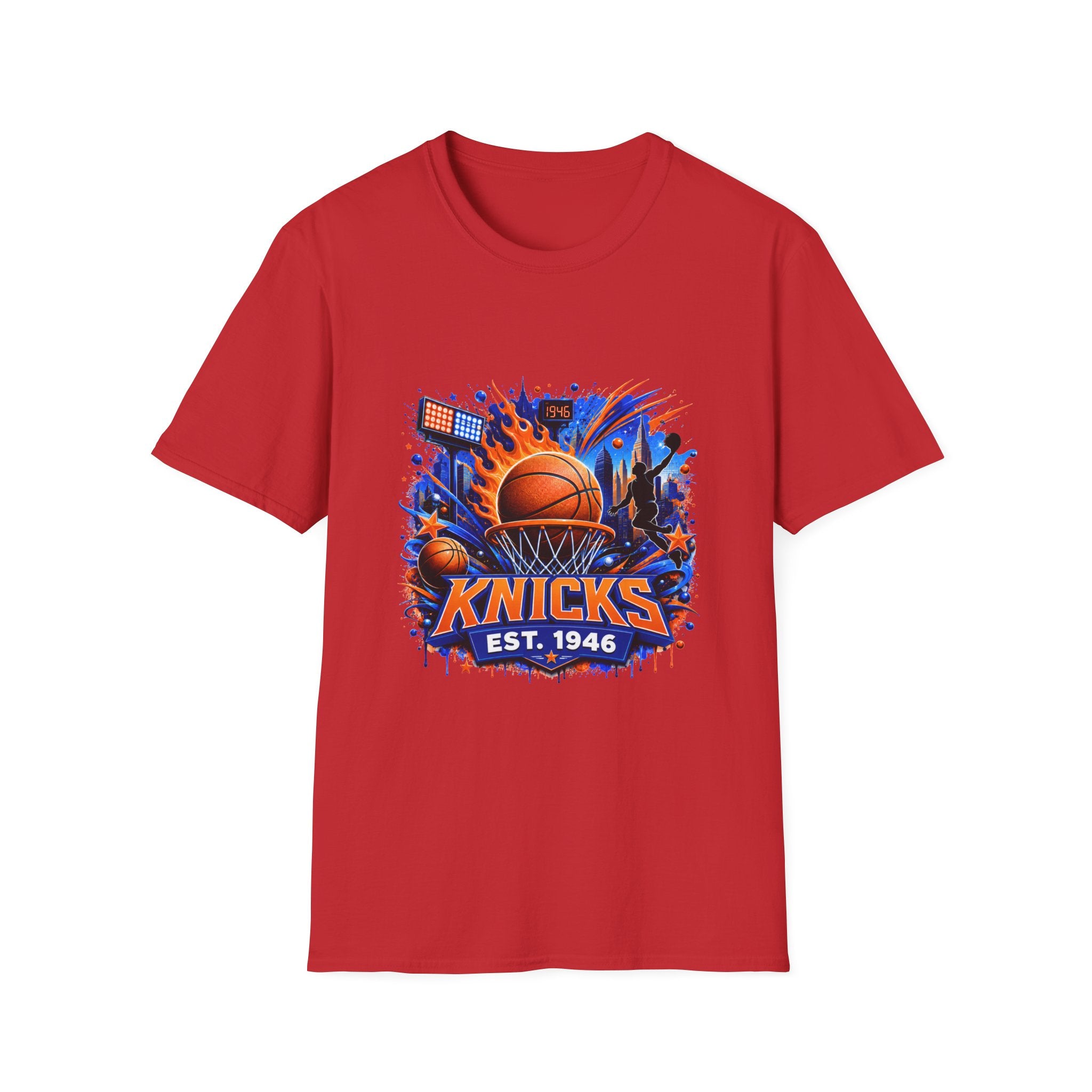 New York Knicks Basketball T-Shirt — City Skyline Player Collage