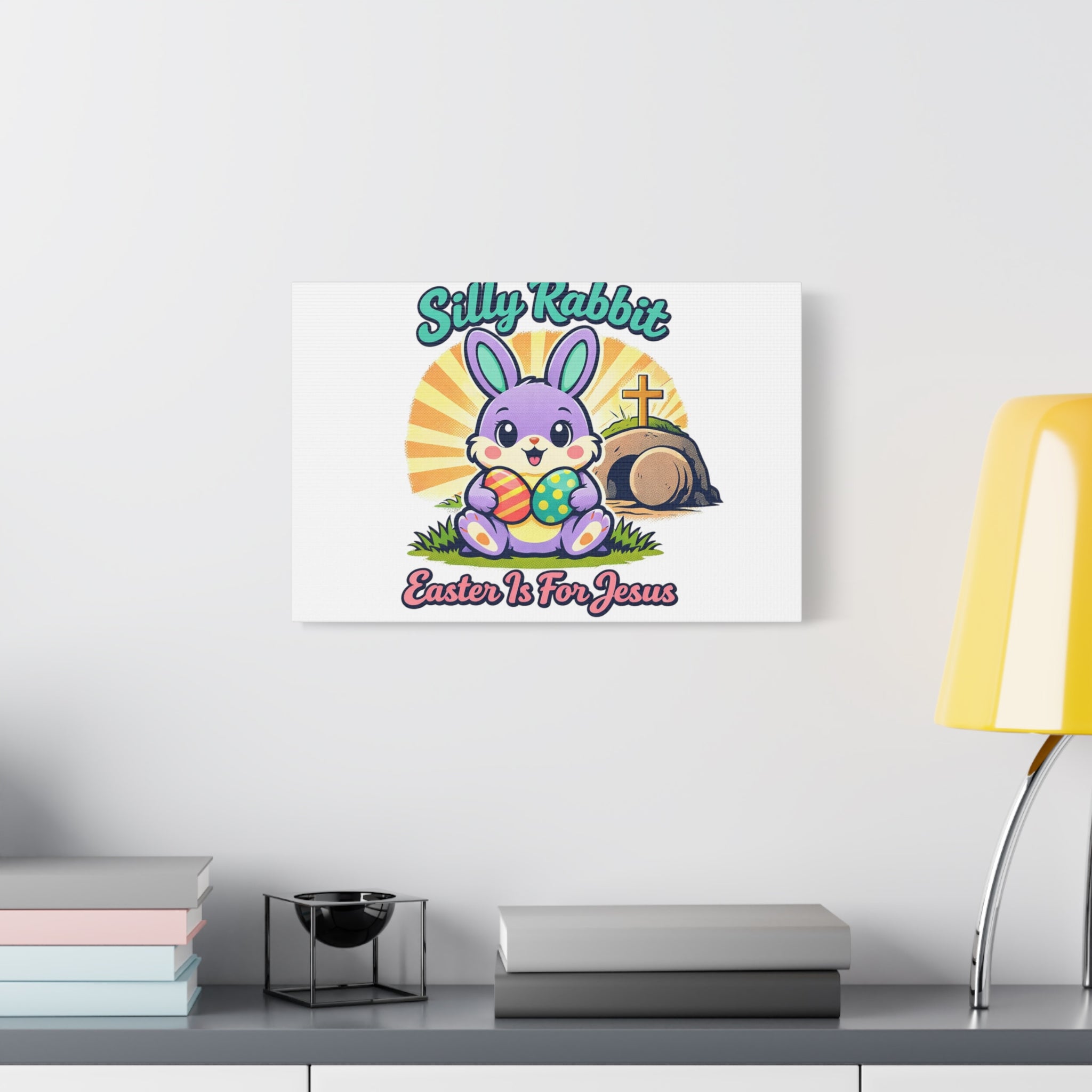 Easter Is For Jesus Bunny Canvas | Easter Christian, Faith-Based Pastel Retro