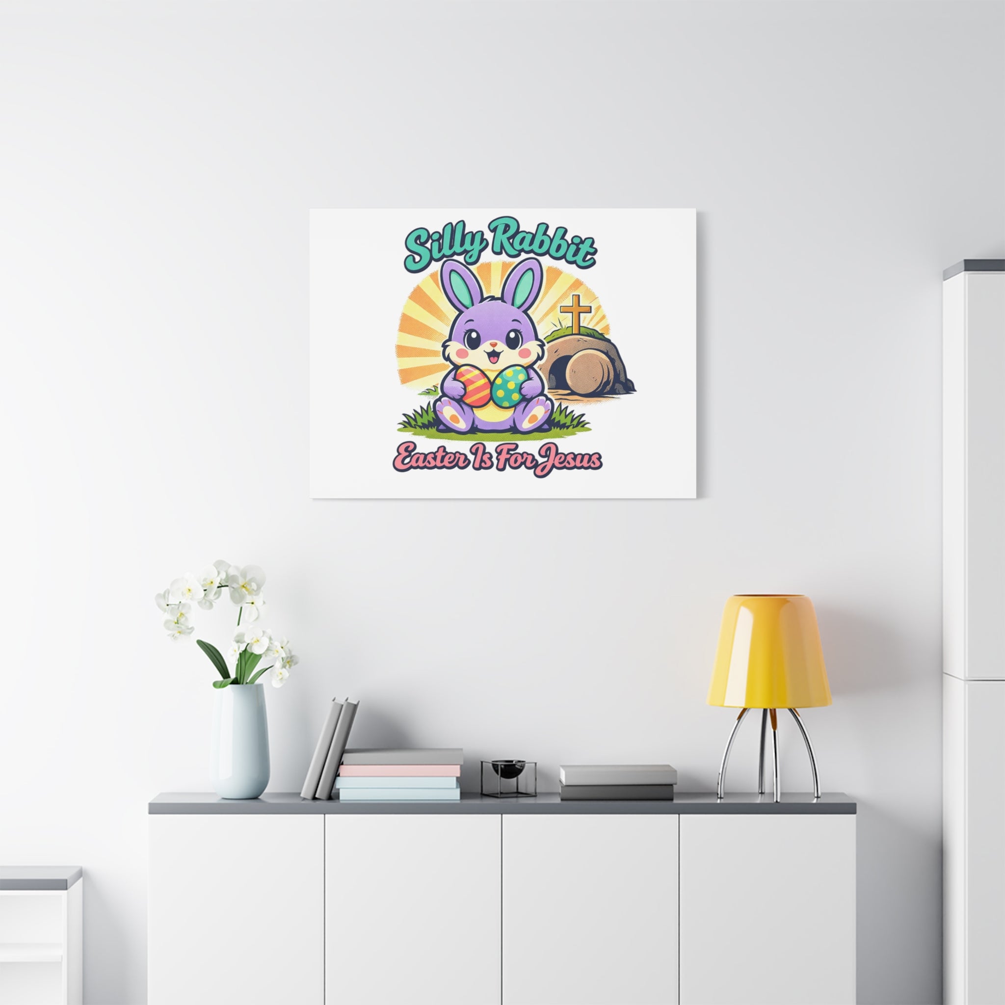 Easter Is For Jesus Bunny Canvas | Easter Christian, Faith-Based Pastel Retro