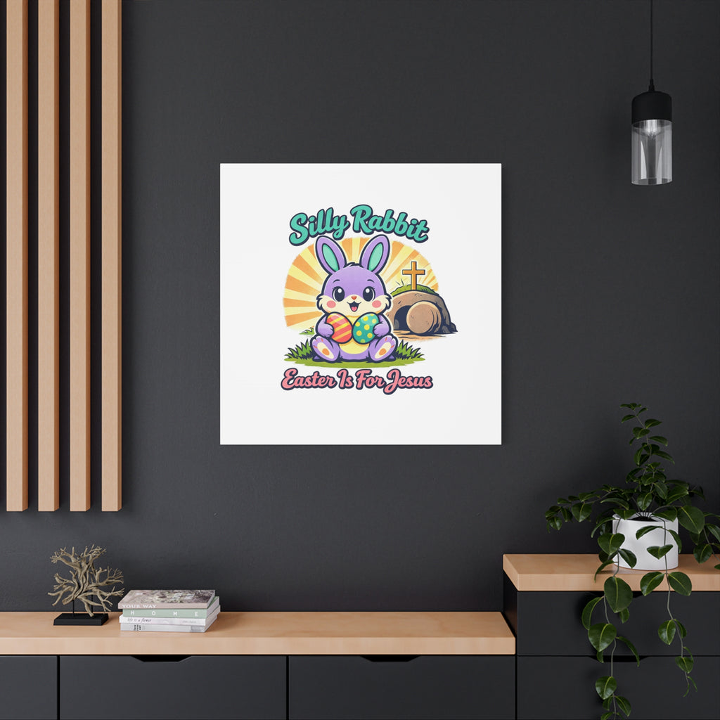 Easter Is For Jesus Bunny Canvas | Easter Christian, Faith-Based Pastel Retro