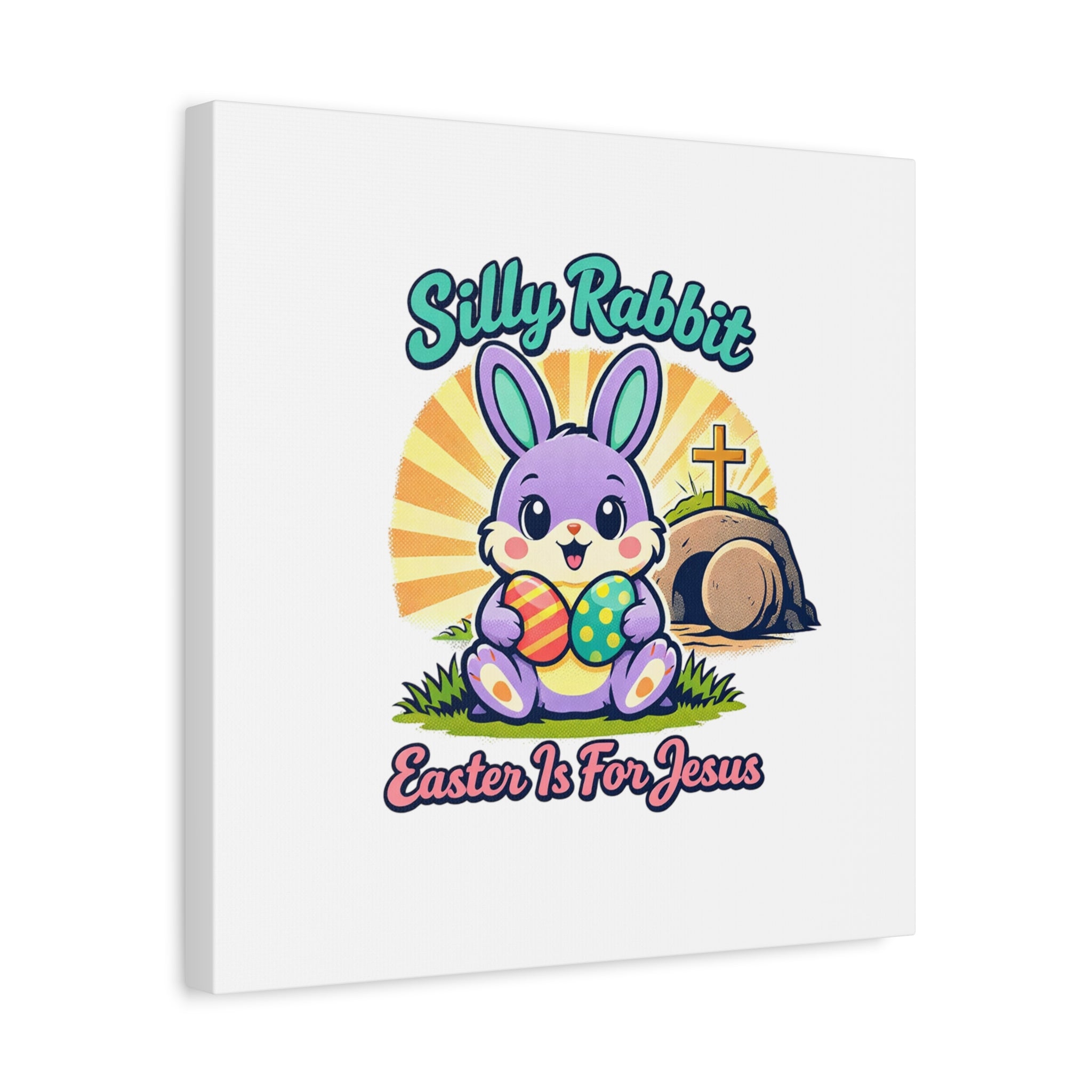 Easter Is For Jesus Bunny Canvas | Easter Christian, Faith-Based Pastel Retro
