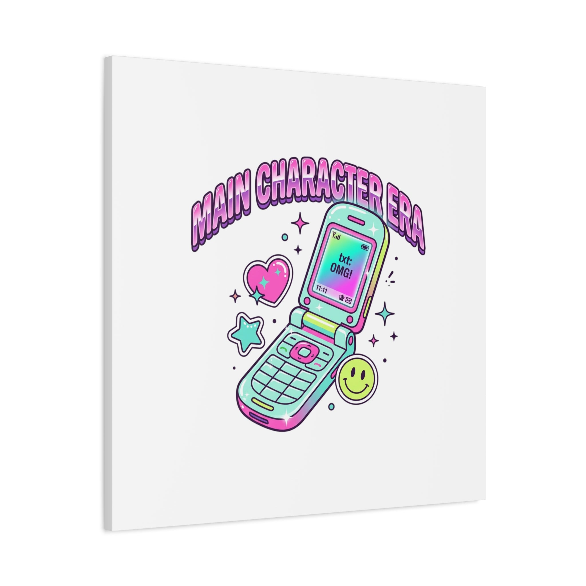 Main Character Era Canvas | Y2K Aesthetic, Retro Flip Phone Wall Art