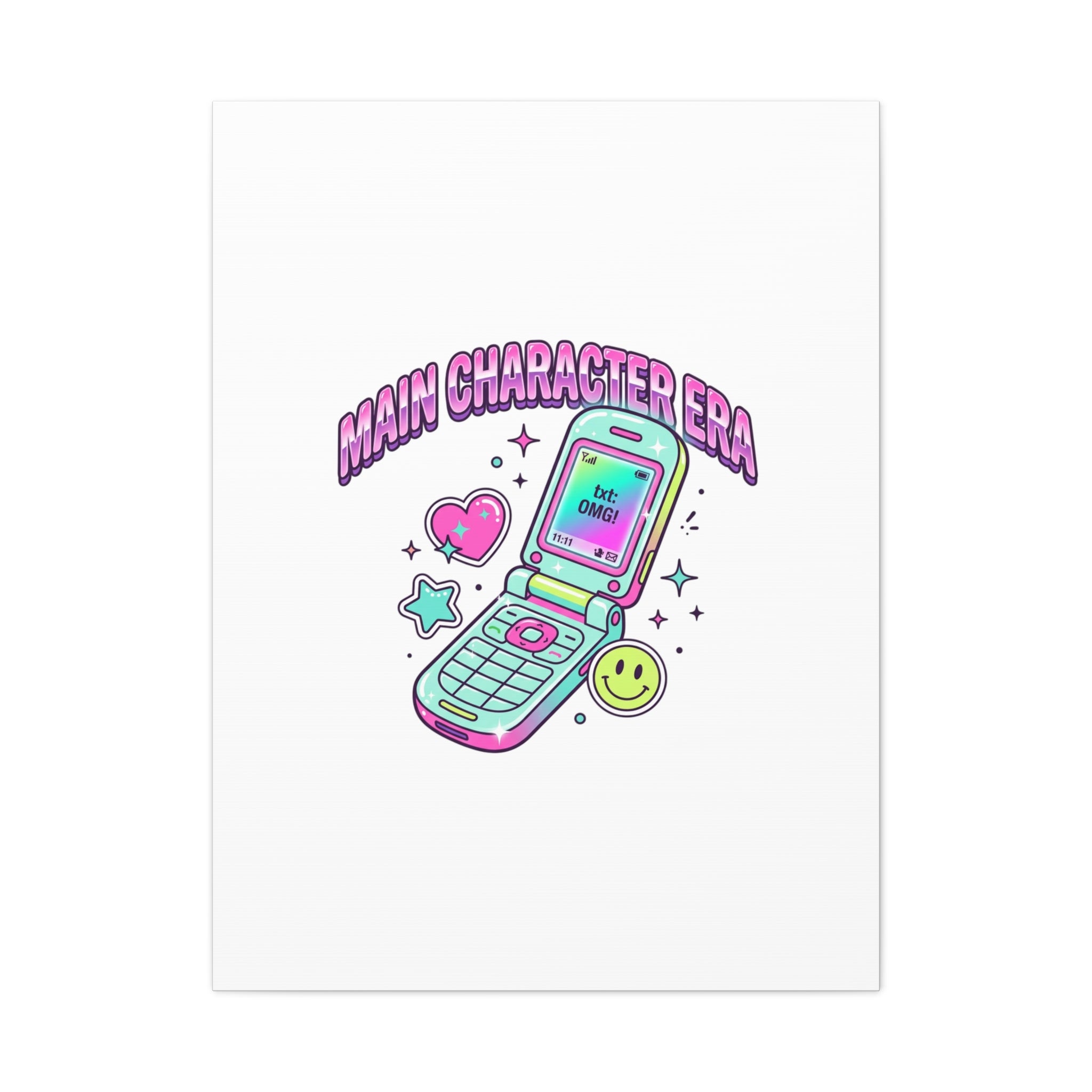 Main Character Era Canvas | Y2K Aesthetic, Retro Flip Phone Wall Art